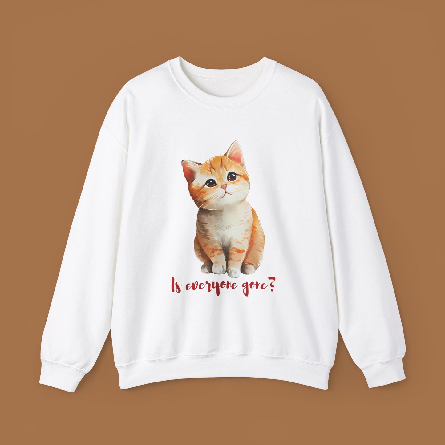 “Is everyone gone?” beautiful cat design Unisex Heavy Blend™ Crewneck Sweatshirt.