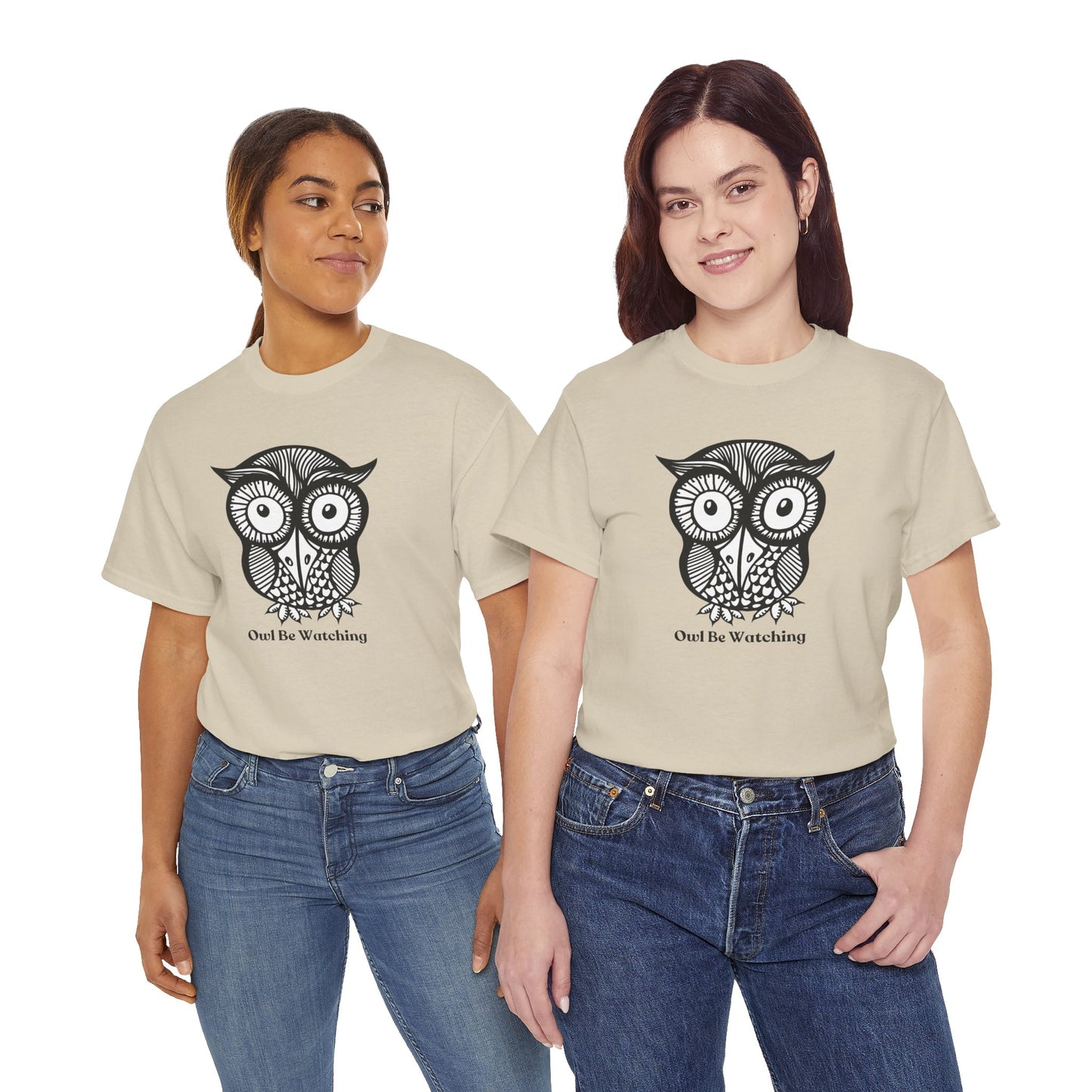 Owl Tee with Owl be watching caption