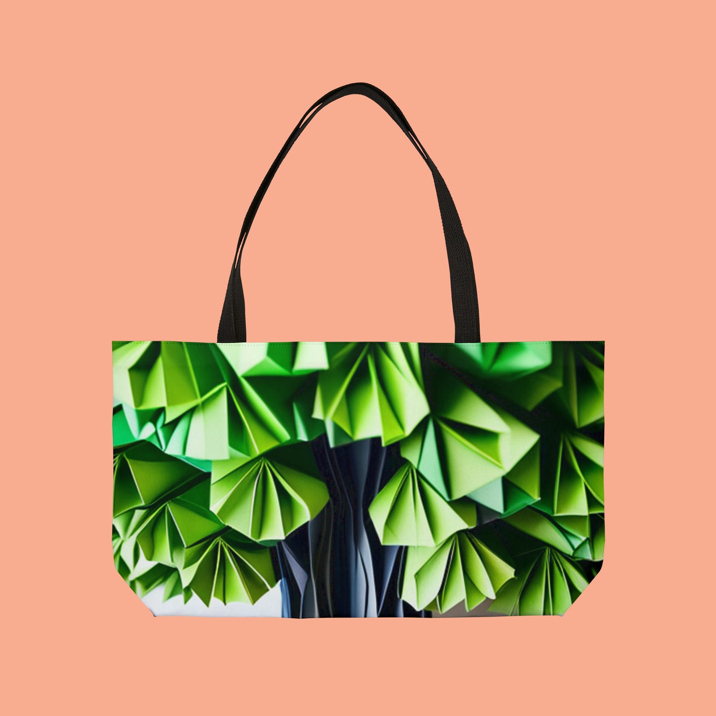 Great banyan tree in origami style inspired design on this beautiful Weekender Tote Bag.
