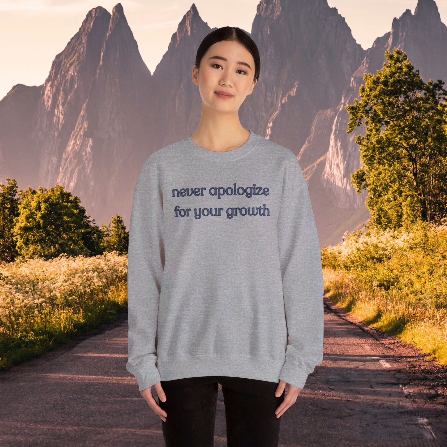 A sage message of “never apologize for your growth”. Give the gift of this Unisex Heavy Blend™ Crewneck Sweatshirt or get one for yourself.