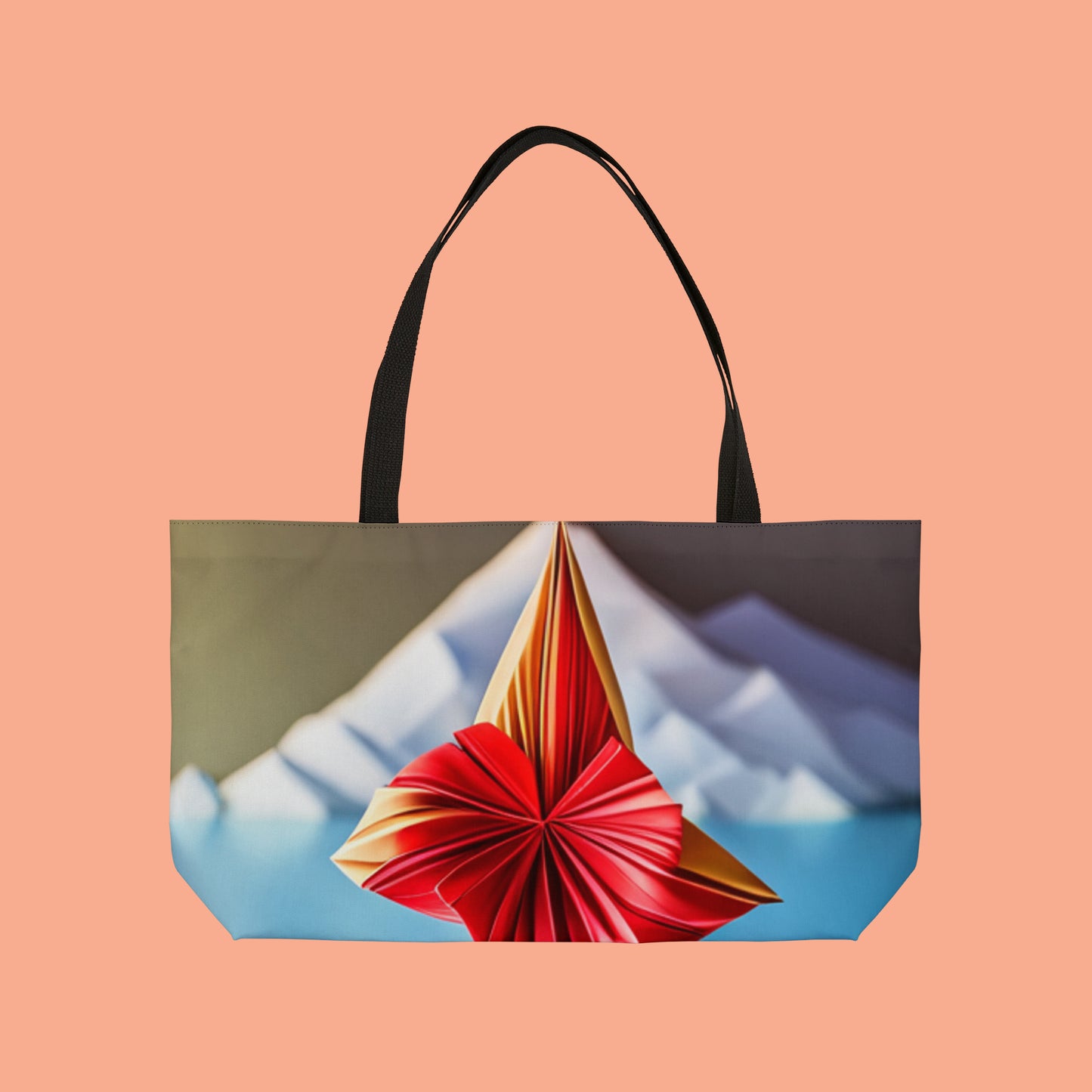 Amaryllis and Origami inspired style design on this Weekender Tote Bag.