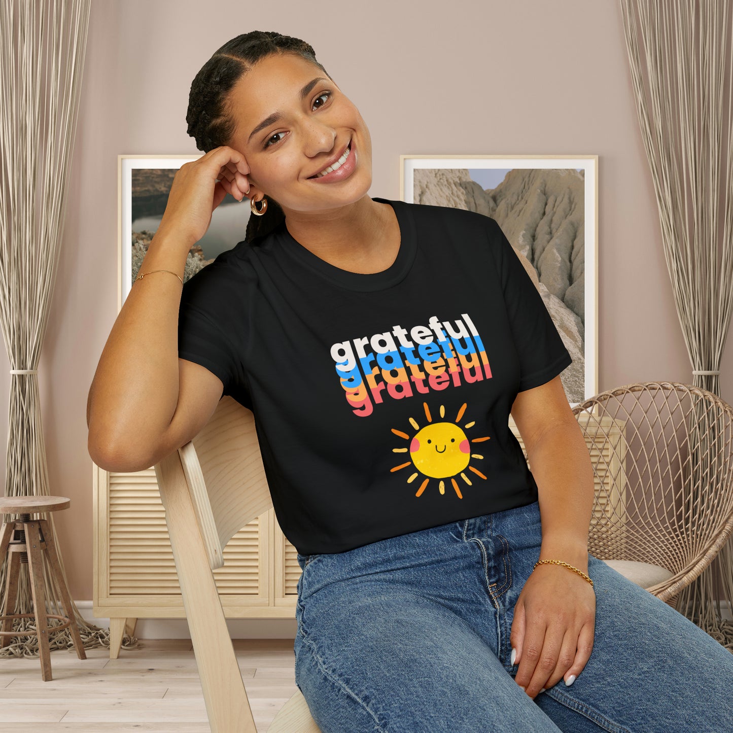 A grateful and sunny disposition Unisex Softstyle T-Shirt to brighten up your day!