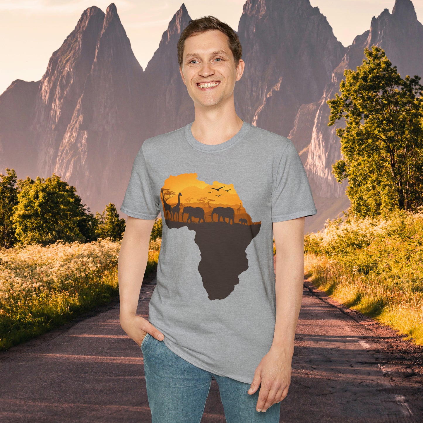 I love Africa and all its natural beauty, history and peoples inspire the design on this Unisex Softstyle T-Shirt. Giraffe, elephants, love all of them!