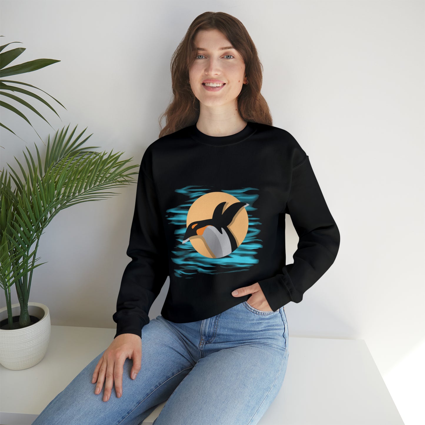 Colorful and playful penguin retro design. Give the gift of this Unisex Heavy Blend™ Crewneck Sweatshirt or get one for yourself.
