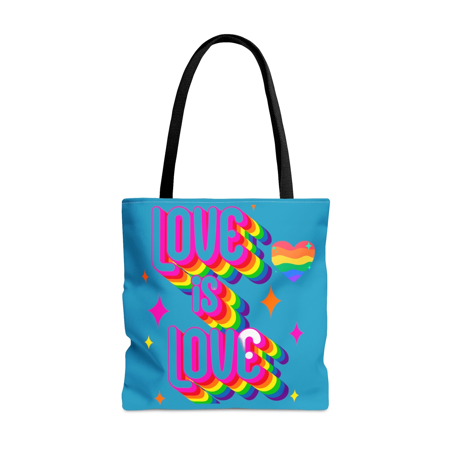 LOVE IS LOVE, full stop. Celebrate it with this colorful Tote Bag in 3 sizes to meet your needs.