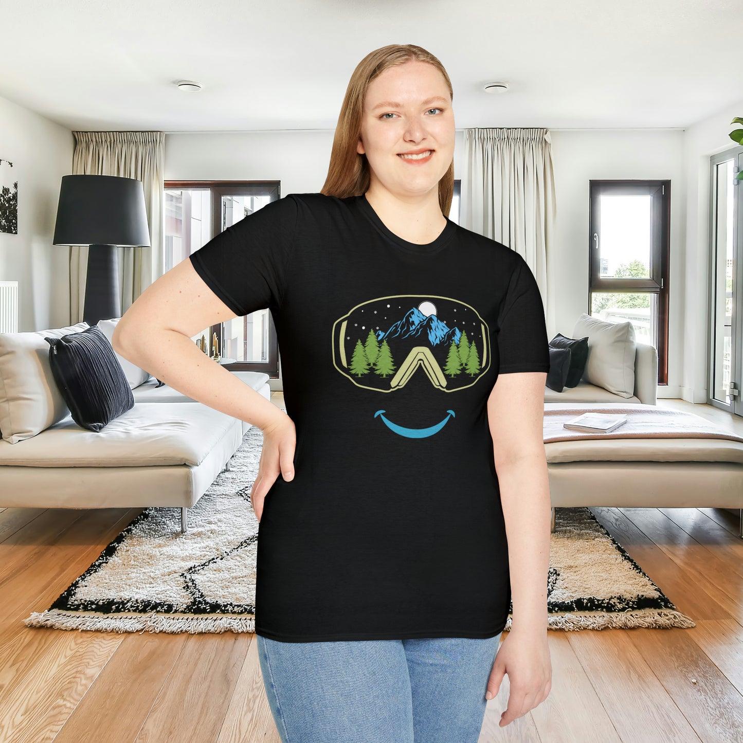 Mountain happy is the message on this Unisex Softstyle T-Shirt.