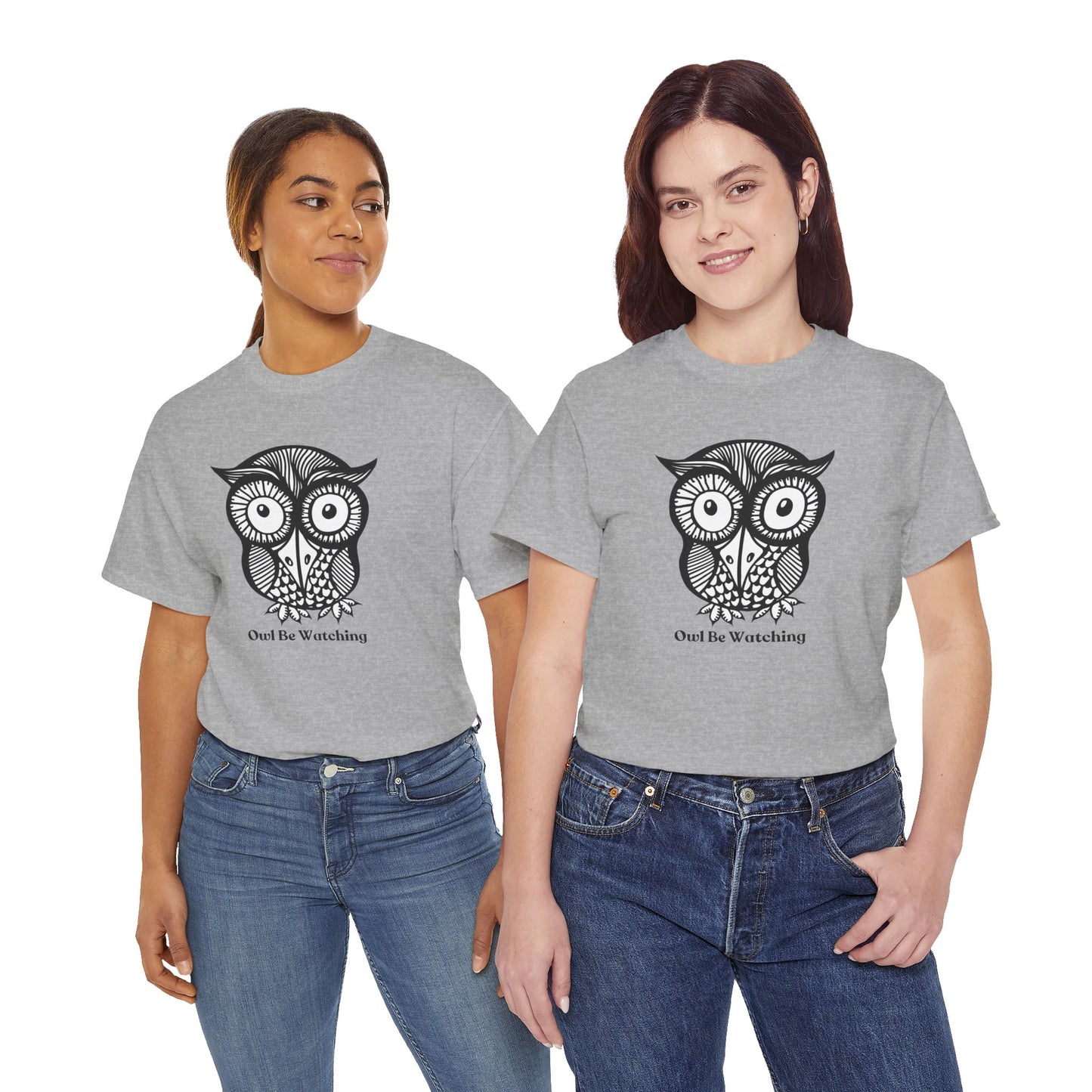 Owl Tee with Owl be watching caption