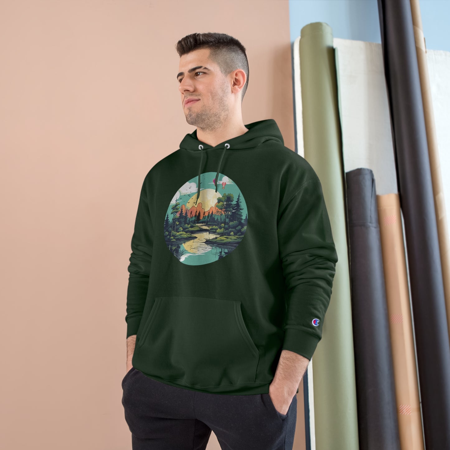 Nature is calling on this great outdoors design made for a very comfortable Champion Hoodie.