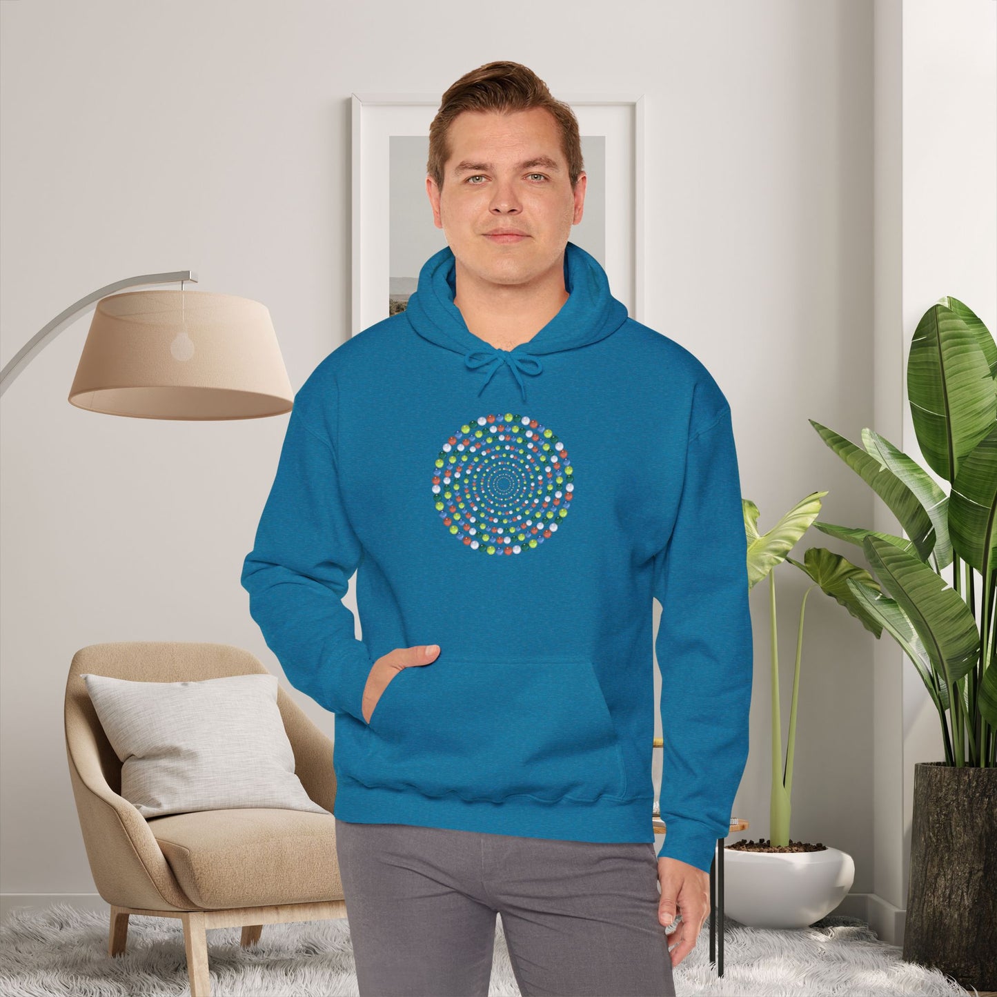 Hooded Sweatshirt - Colorful Marbles Design