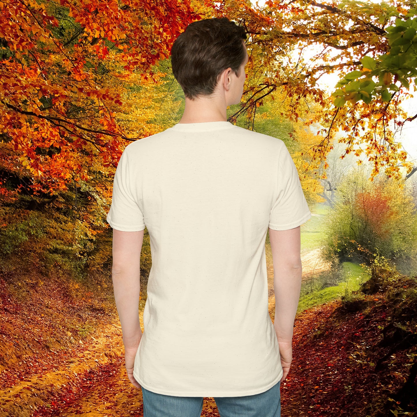 “LIVE HAPPILY EXPLORE MORE” message on this mountain sports inspired Unisex Softstyle T-Shirt.