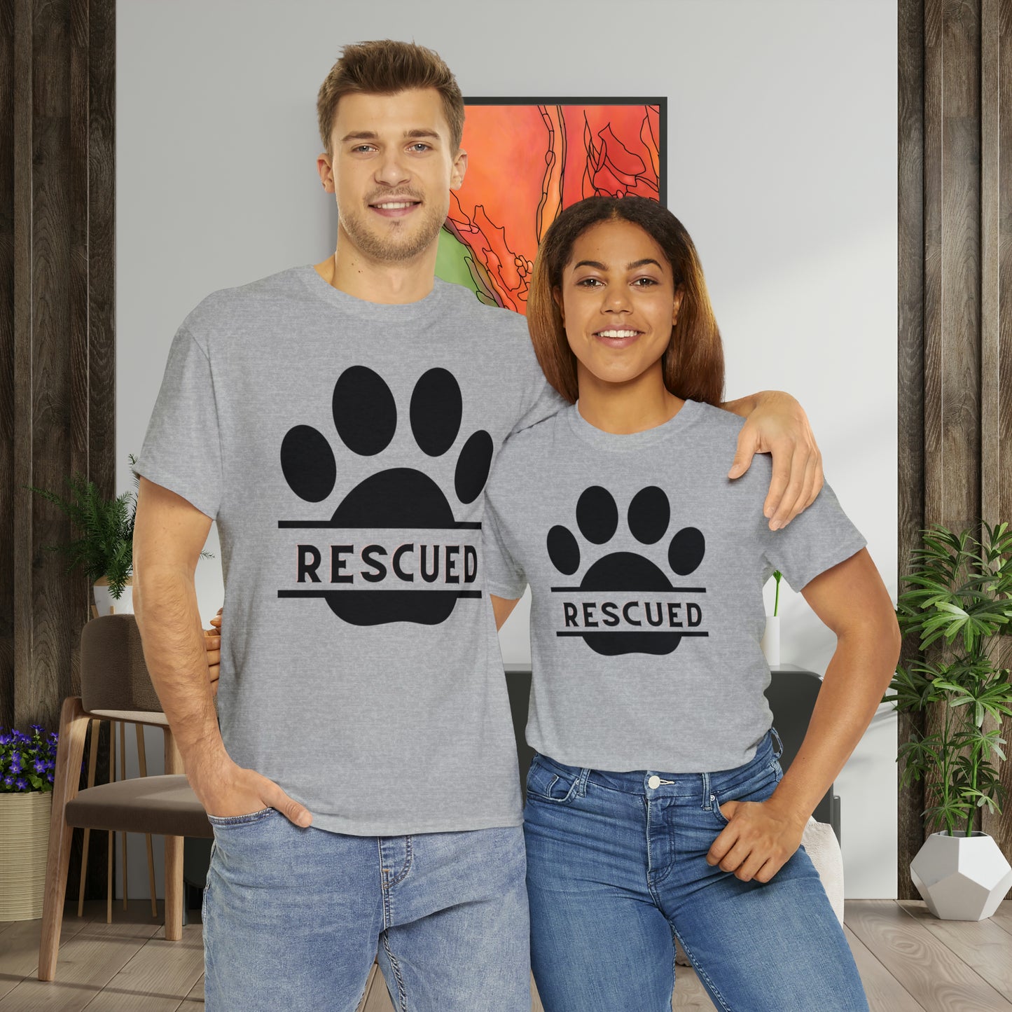 Rescue a furry friend and you will know unconditional love. This Unisex Heavy Cotton Tee is testament to what every dog or cat “rescuer” knows.