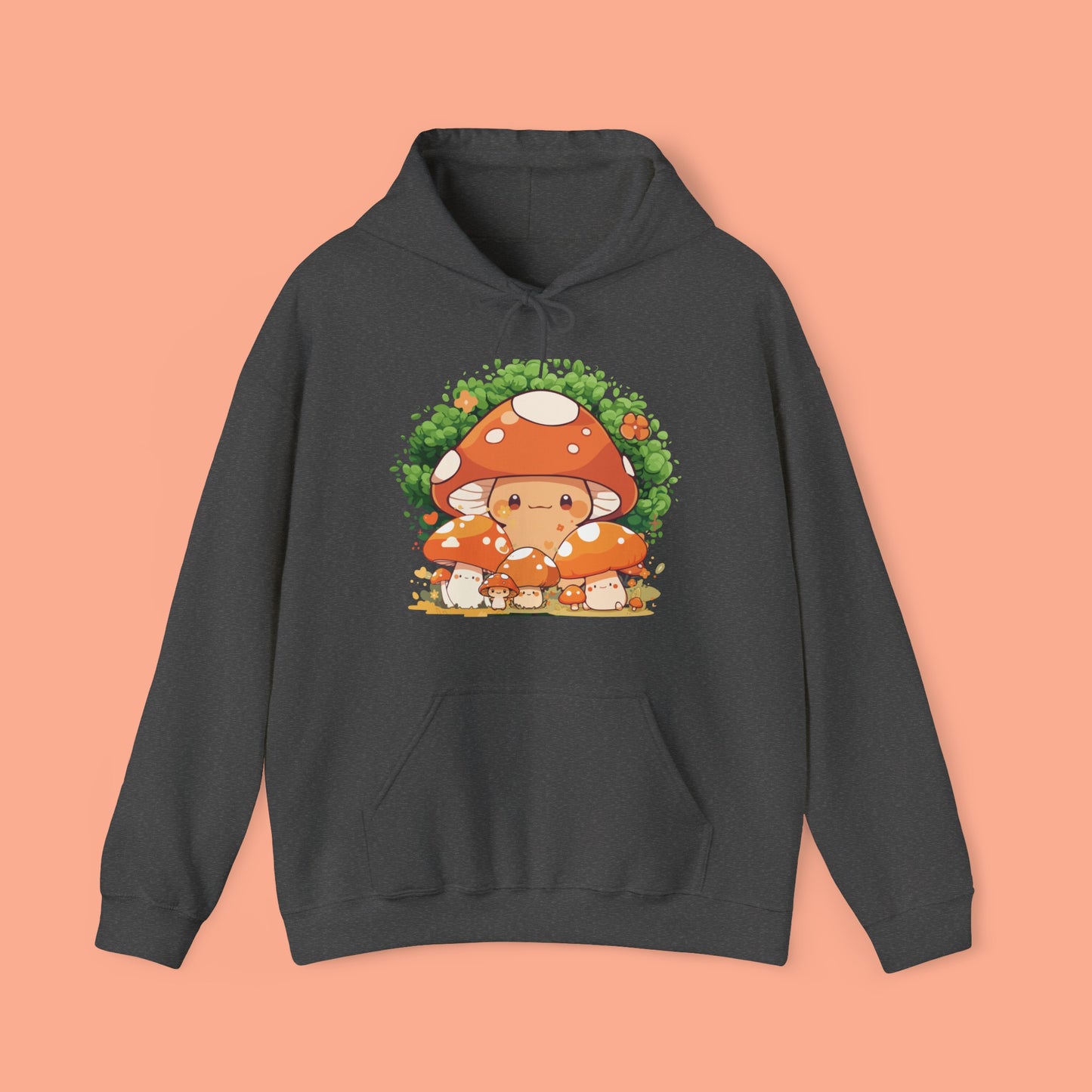 For the cute mushroom lover, a colorful celebration of the fungi on this Unisex Heavy Blend™ Hooded Sweatshirt