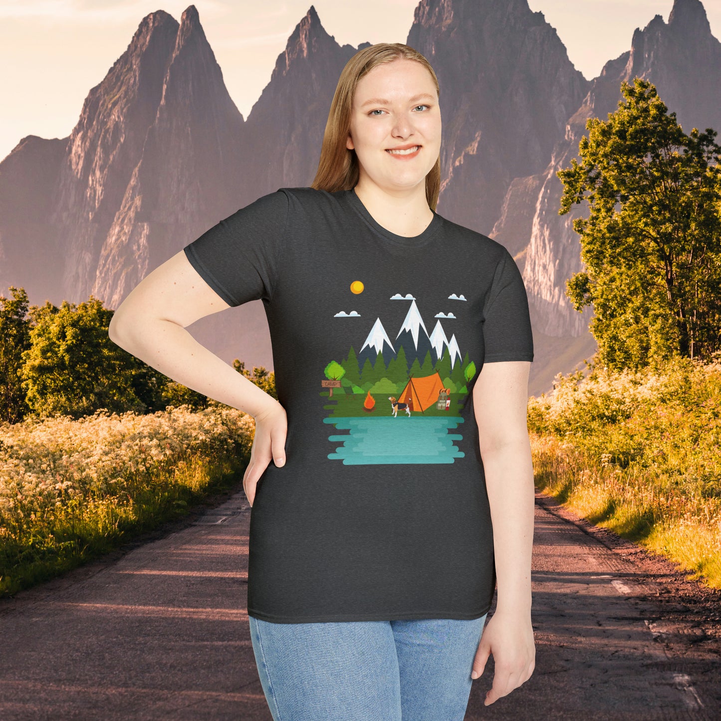 Love camping in the great outdoors? This is a shirt just for you! This is a Unisex Softstyle T-Shirt.