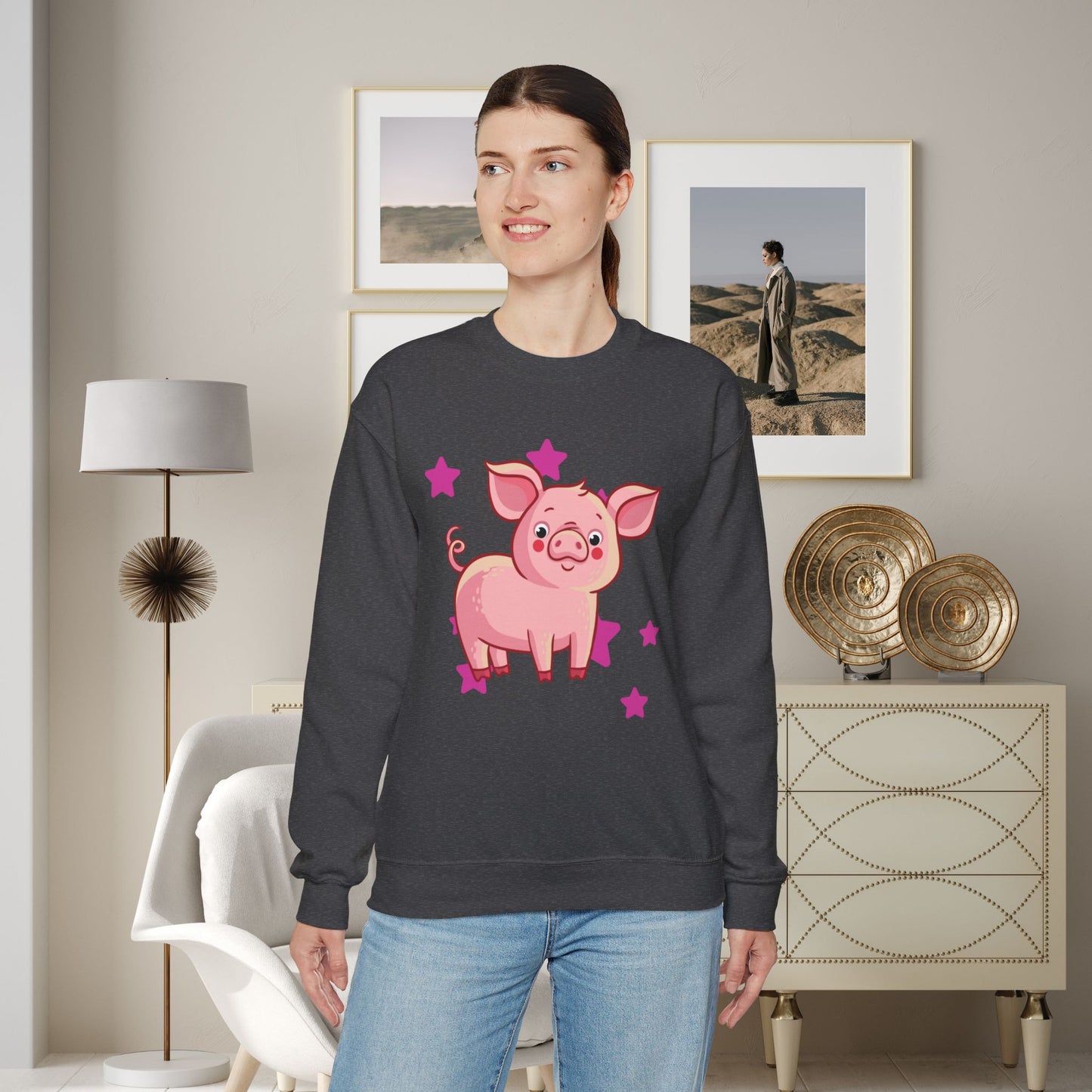 Brighten up your day with this star studded piggy design! Give the gift of this Unisex Heavy Blend™ Crewneck Sweatshirt or get one for yourself.