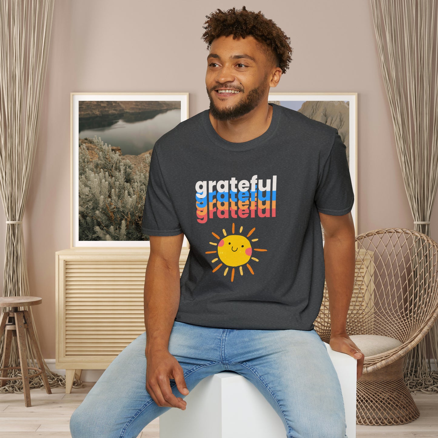 A grateful and sunny disposition Unisex Softstyle T-Shirt to brighten up your day!