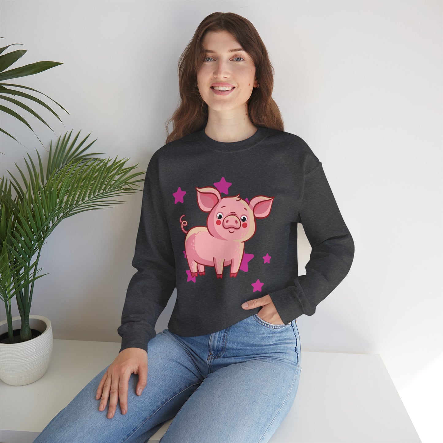 Brighten up your day with this star studded piggy design! Give the gift of this Unisex Heavy Blend™ Crewneck Sweatshirt or get one for yourself.