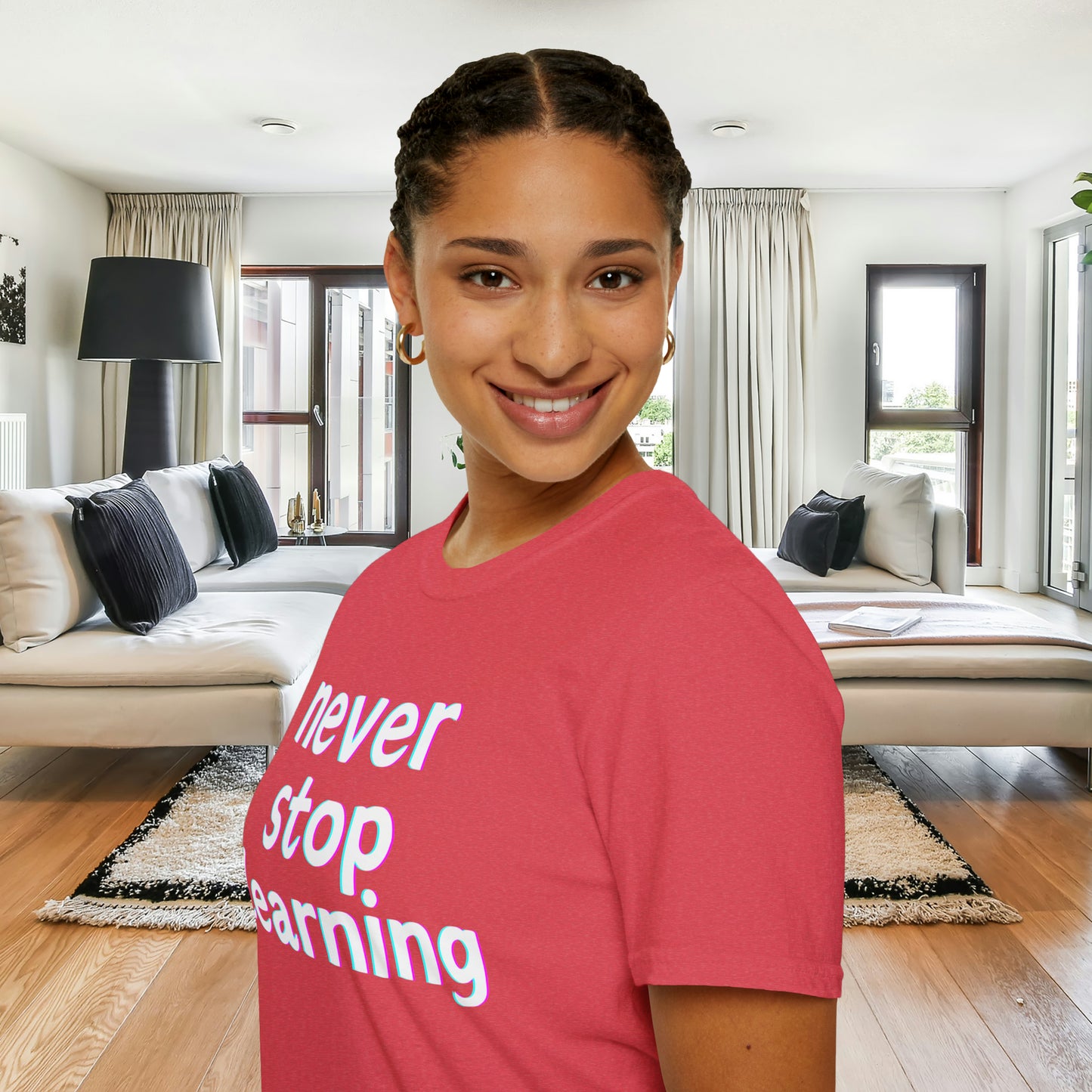 Never stop learning, a sage message this Unisex Softstyle T-Shirt for you.