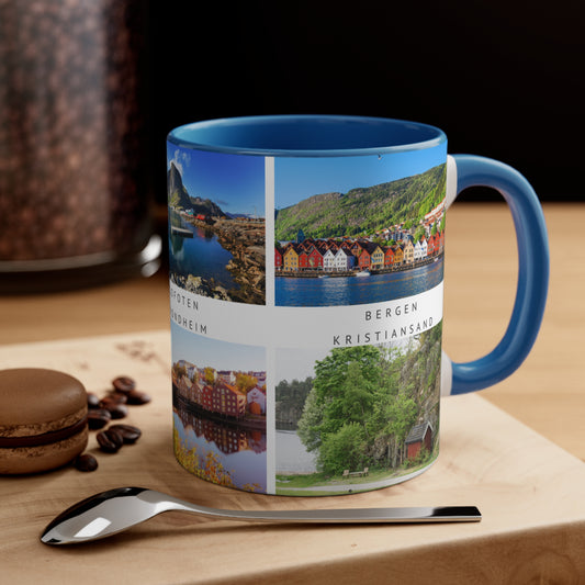 Norway! This Travel Accent Coffee Mug is a part of a Travel Series for you to choose from. 11oz. Great as a gift or get one to enjoy yourself.