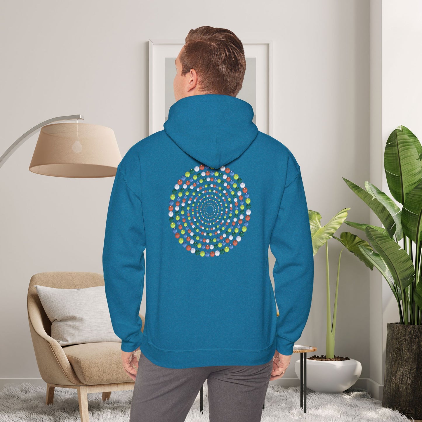 Hooded Sweatshirt - Colorful Marbles Design