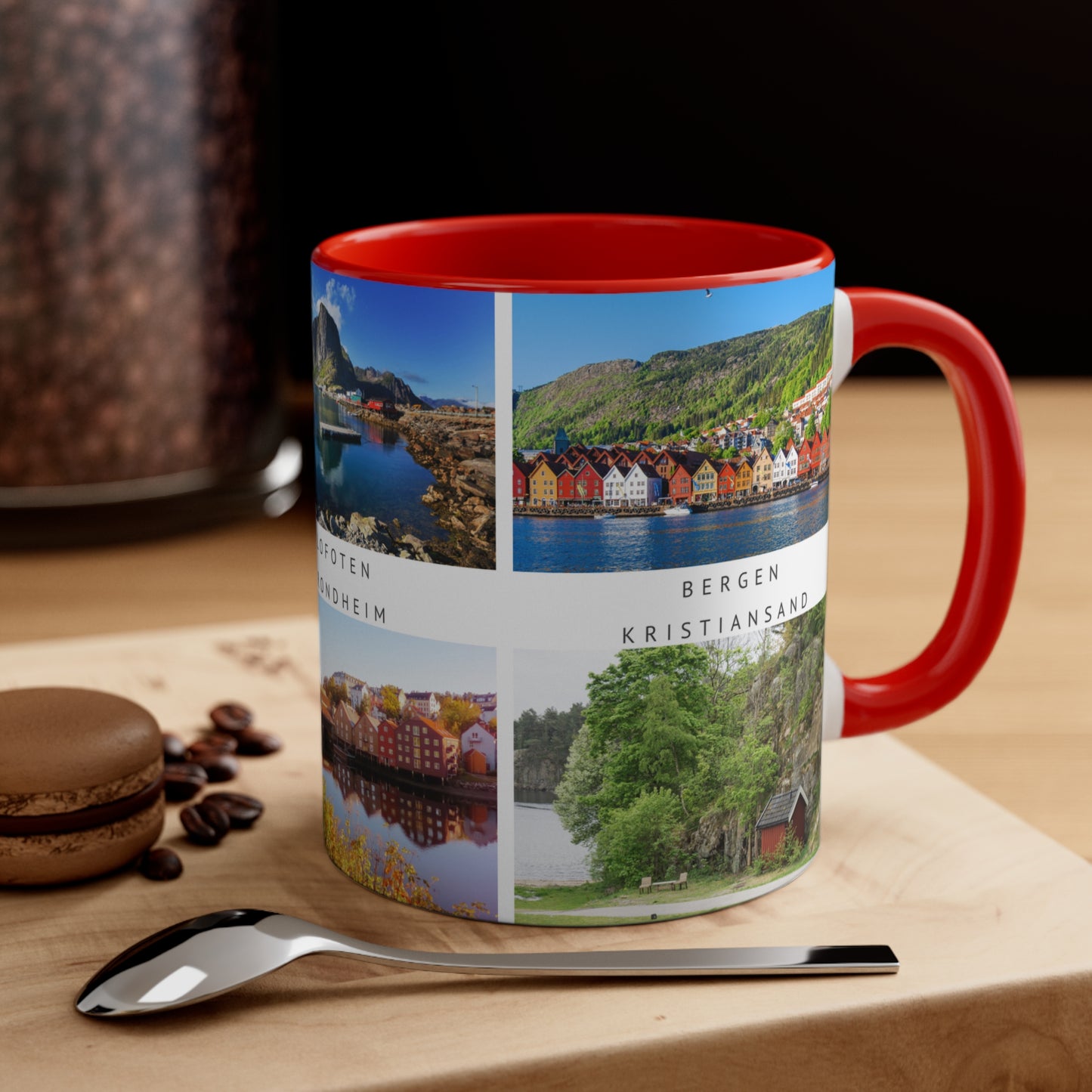 Norway! This Travel Accent Coffee Mug is a part of a Travel Series for you to choose from. 11oz. Great as a gift or get one to enjoy yourself.