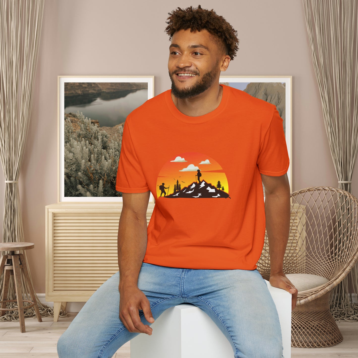 Great shirt for that hiker who just loves to be outdoors to climb mountains or be one with nature on this Unisex Softstyle T-Shirt.