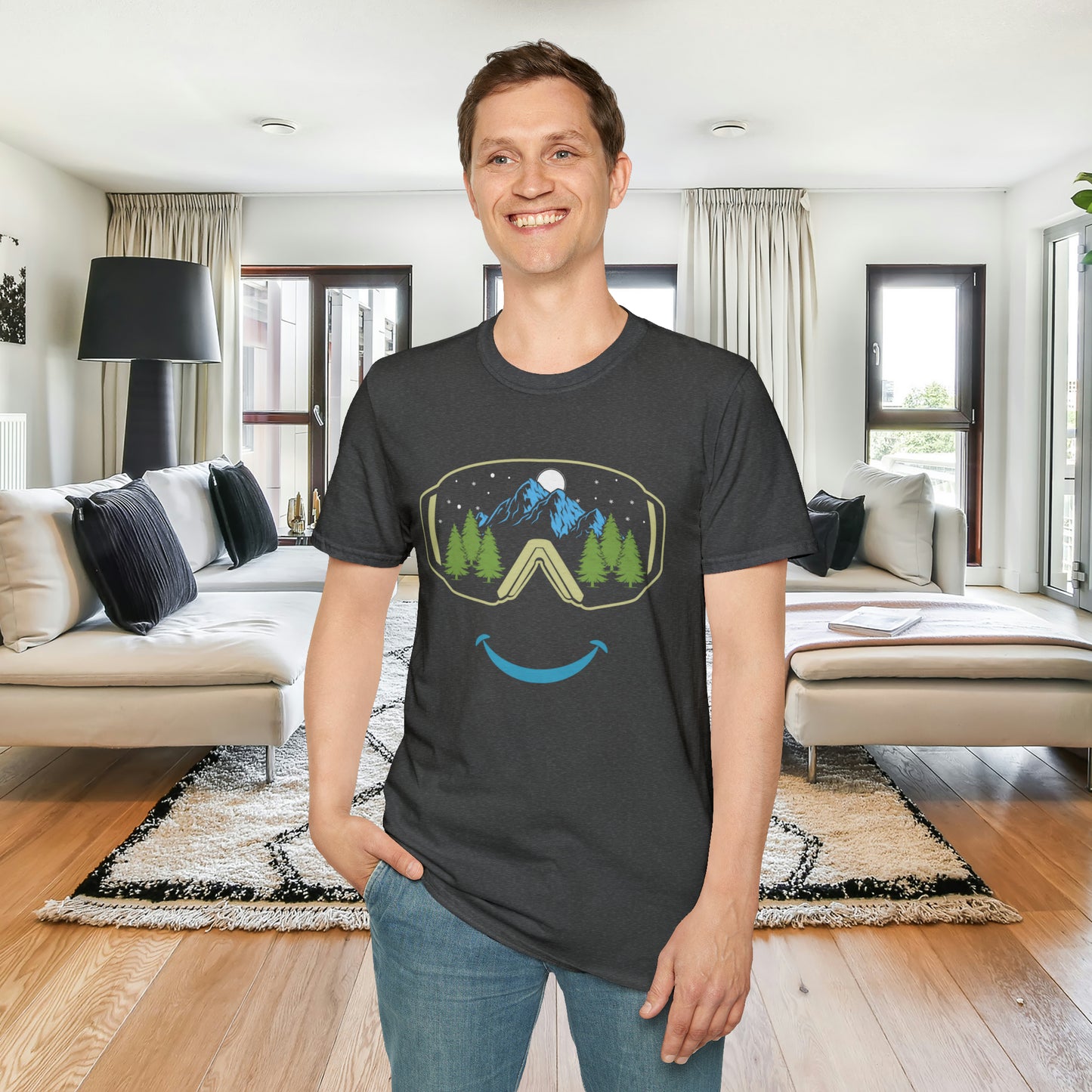 Mountain happy is the message on this Unisex Softstyle T-Shirt.