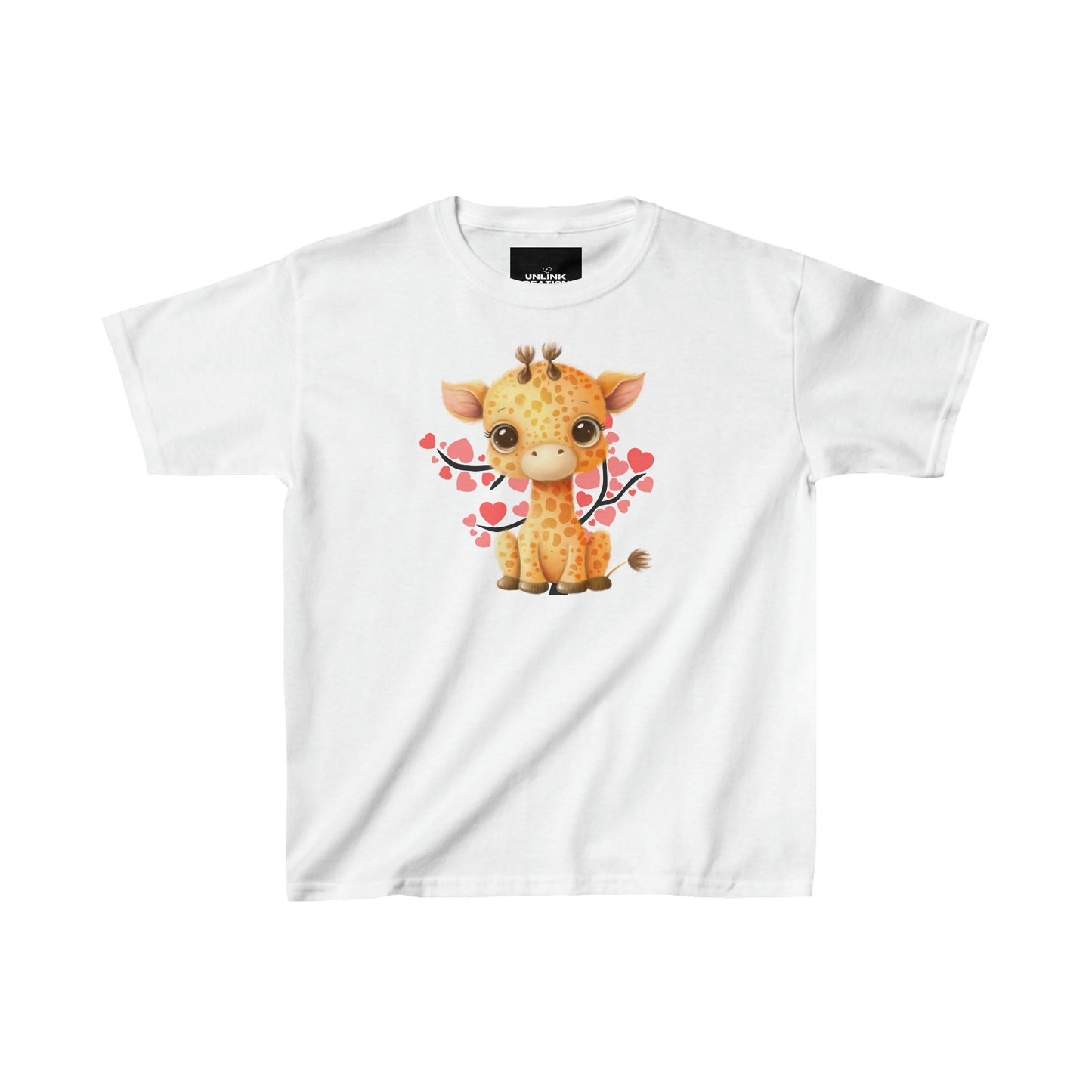 Love filled baby giraffe on this Kids Heavy Cotton™ Tee