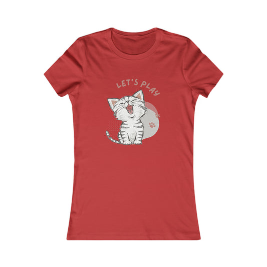 A very happy kitty invites us to play on this Women's Favorite Tee design. Slim fit so please check the size table.