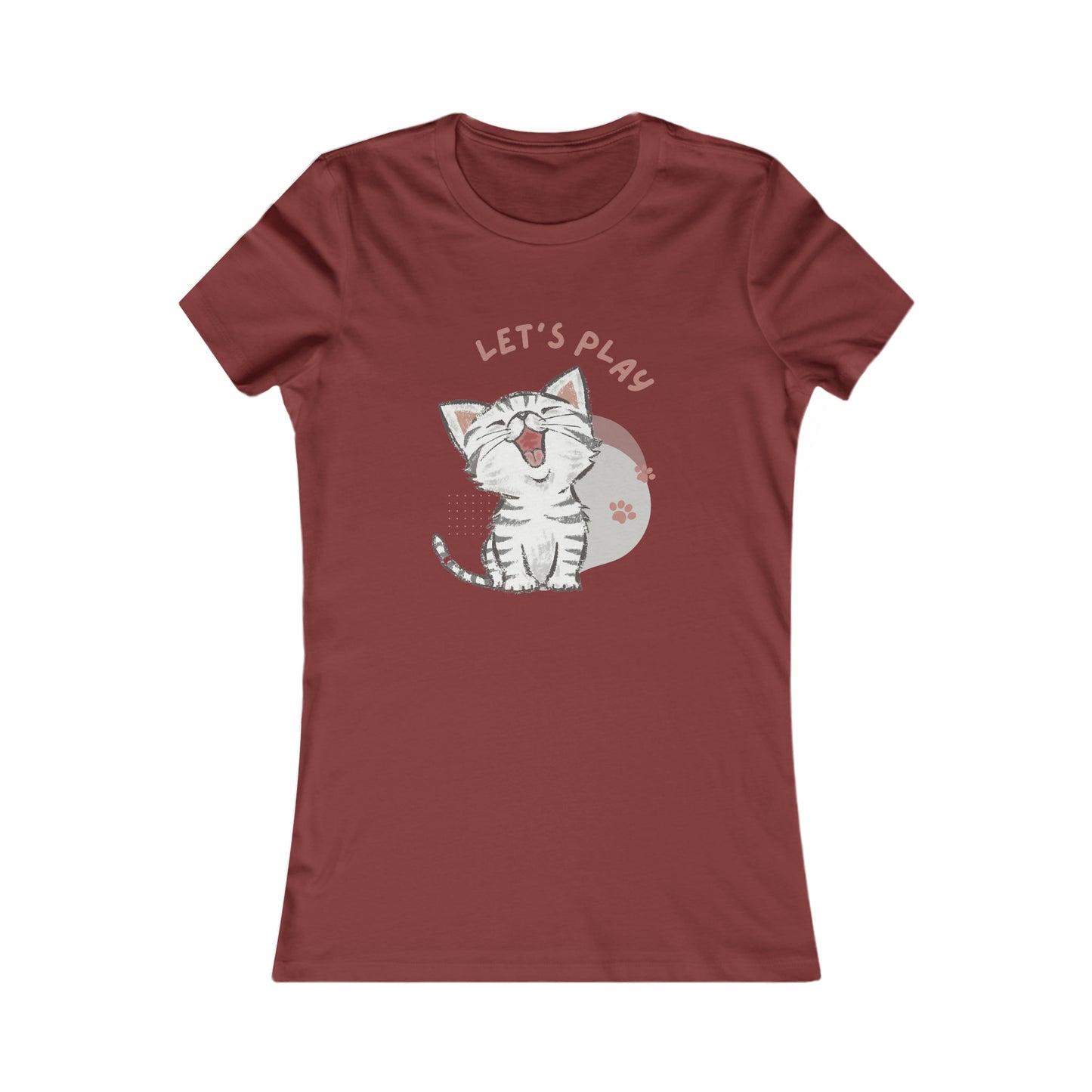 A very happy kitty invites us to play on this Women's Favorite Tee design. Slim fit so please check the size table.