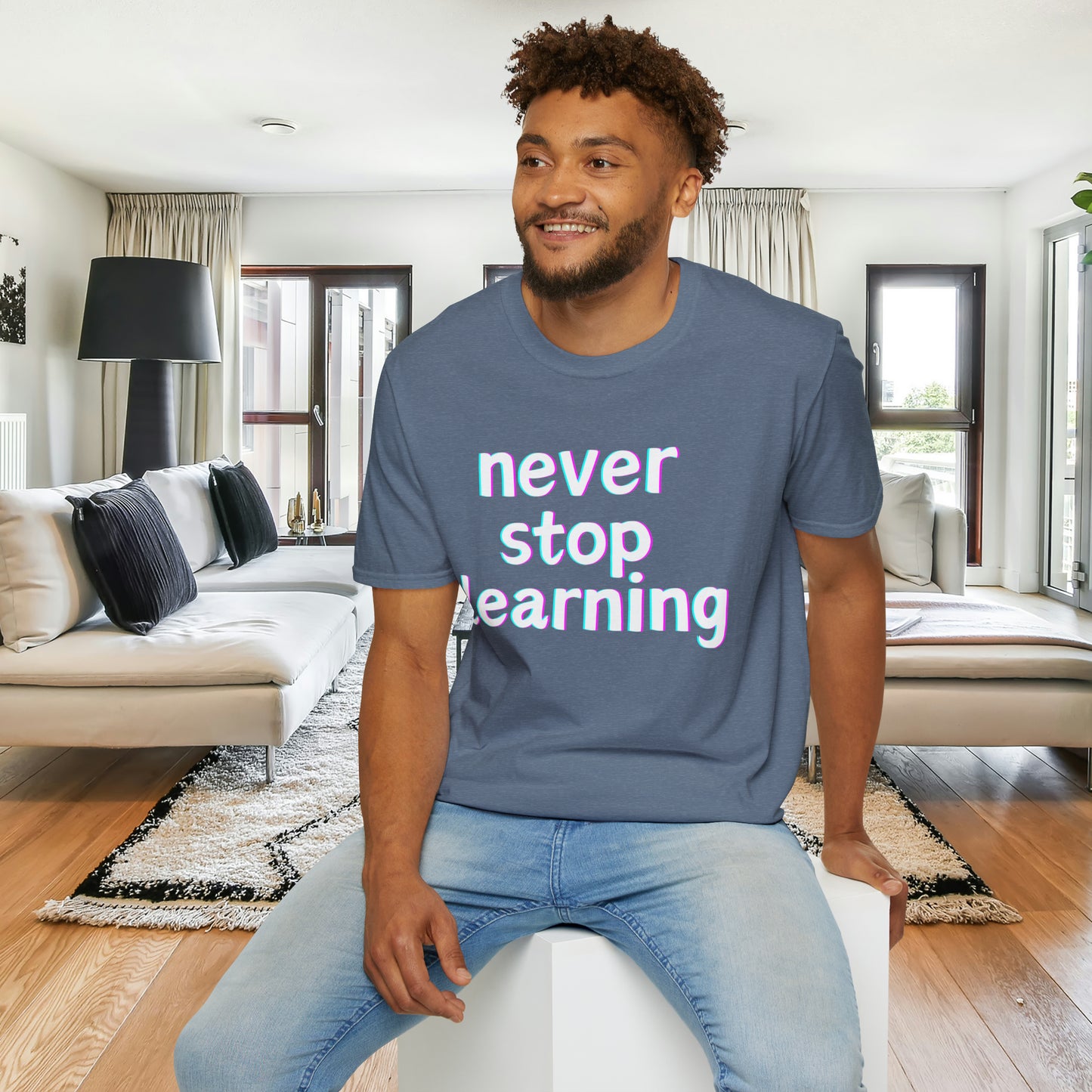 Never stop learning, a sage message this Unisex Softstyle T-Shirt for you.