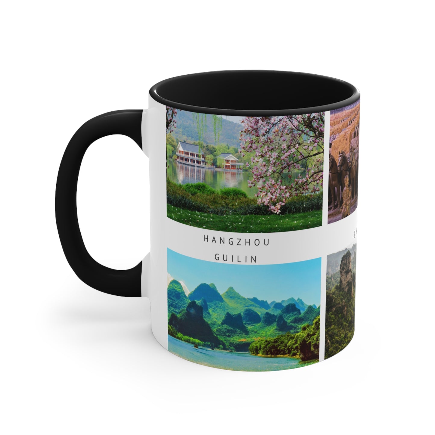 China! This Travel Accent Coffee Mug is a part of a Travel Series for you to choose from. 11oz. Great as a gift or get one to enjoy yourself.