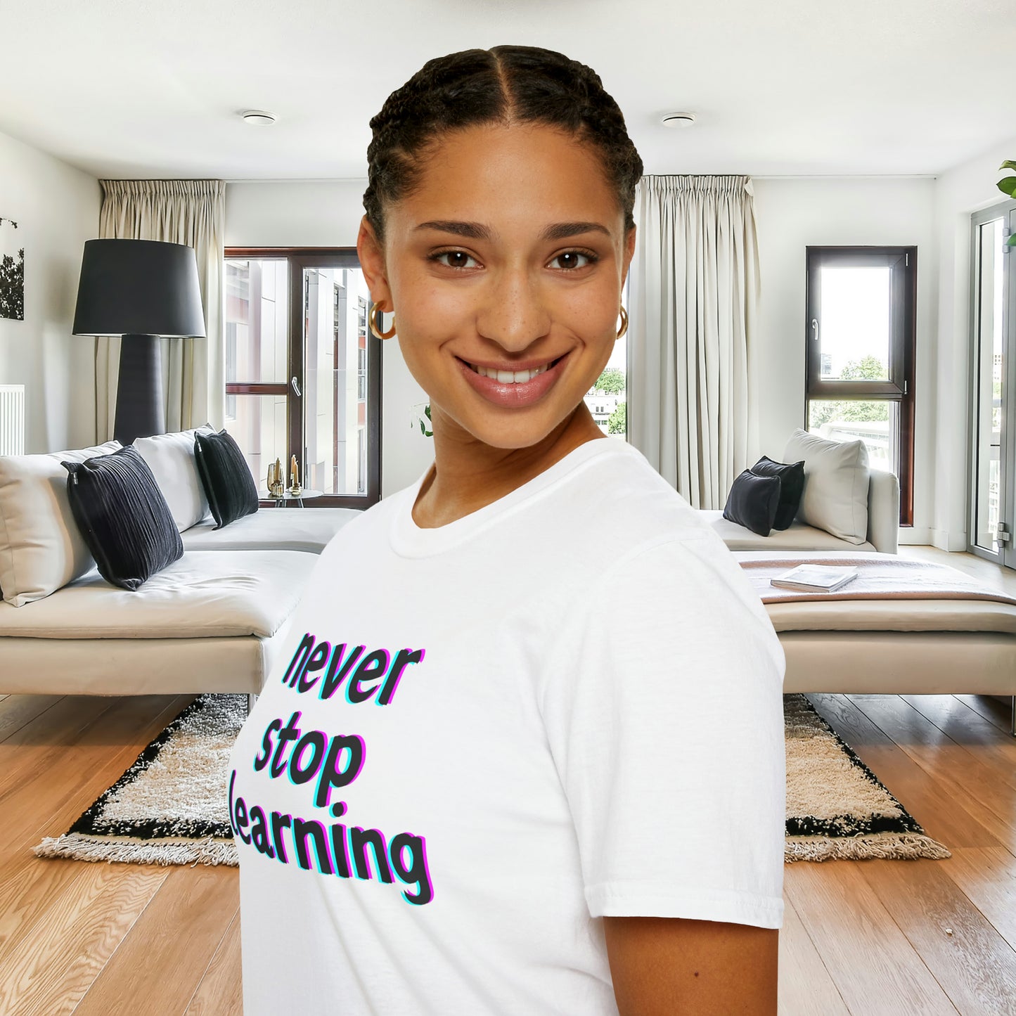 Never stop learning, a sage message this Unisex Softstyle T-Shirt for you.