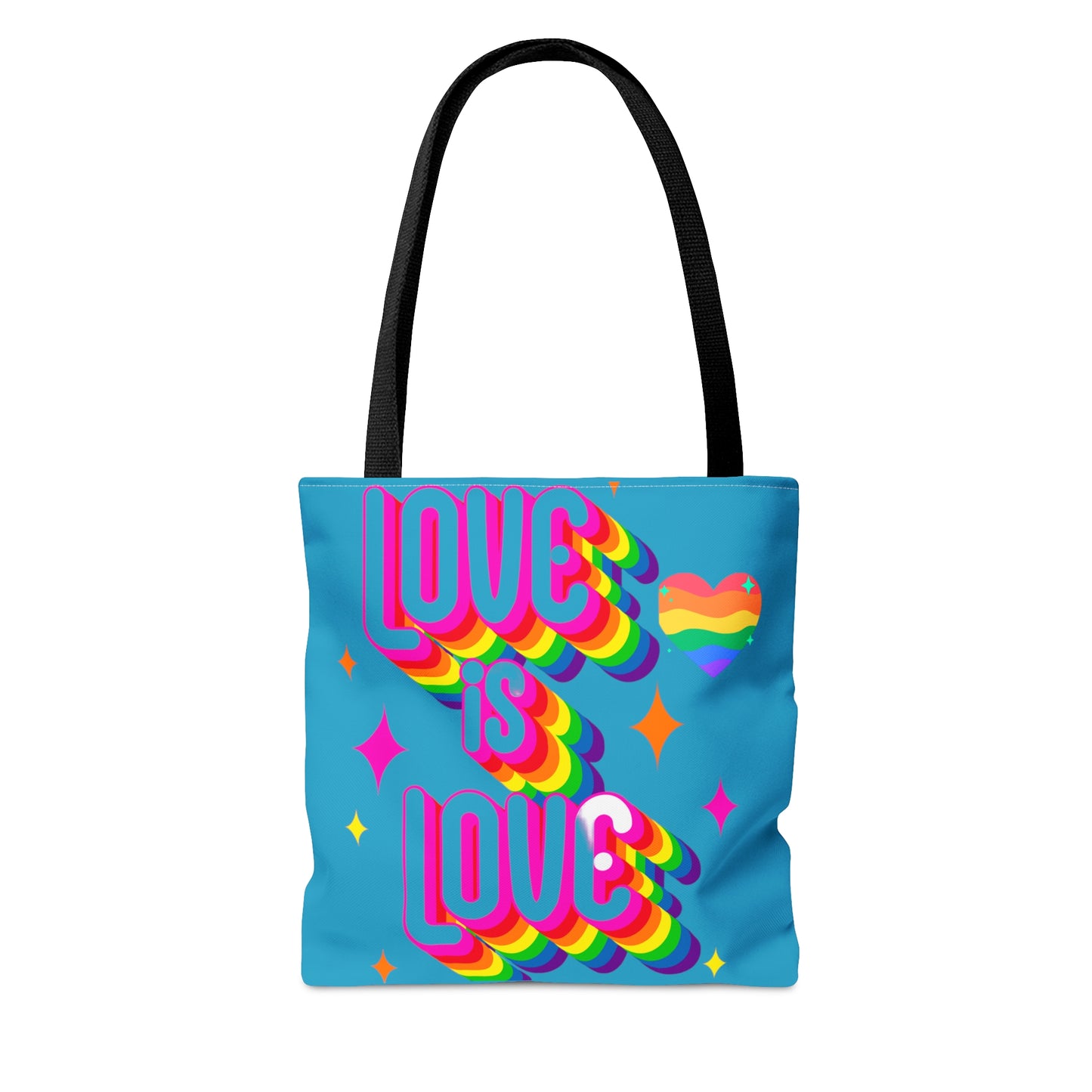 LOVE IS LOVE, full stop. Celebrate it with this colorful Tote Bag in 3 sizes to meet your needs.