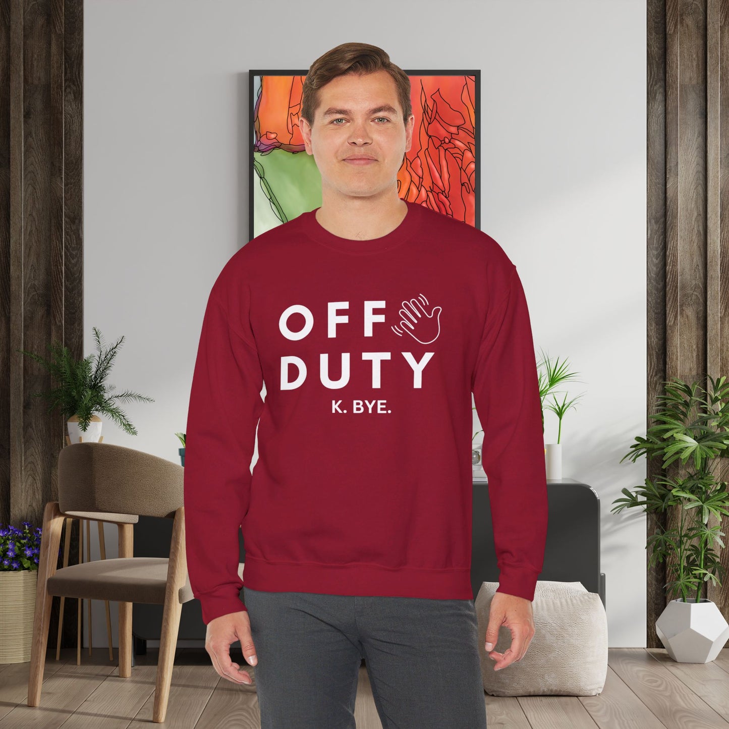 Cozy up with this simple “OFF DUTY” sweatshirt designed by Nurse Angela (my niece). Give the gift of this Unisex Heavy Blend™ Crewneck Sweatshirt or get one for yourself.