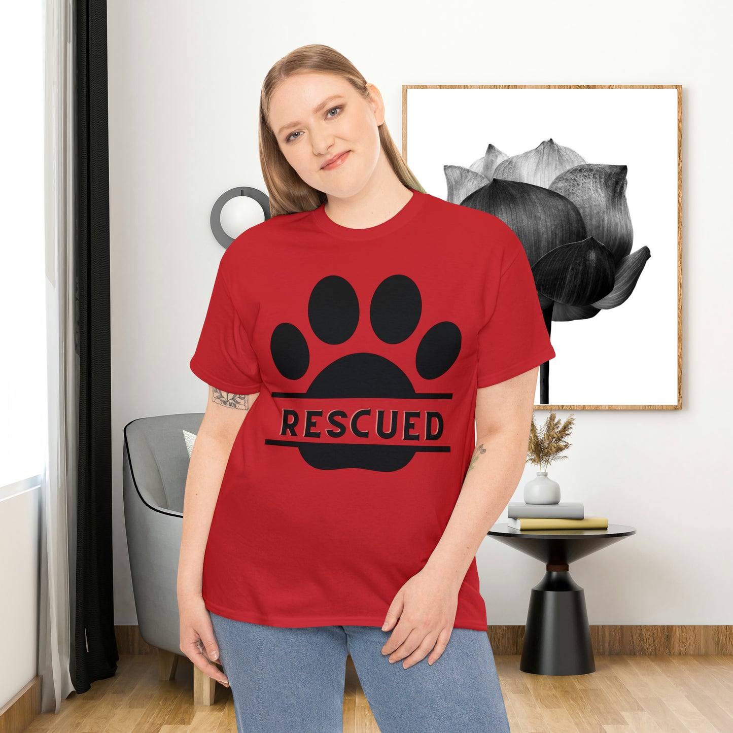 Rescue a furry friend and you will know unconditional love. This Unisex Heavy Cotton Tee is testament to what every dog or cat “rescuer” knows.