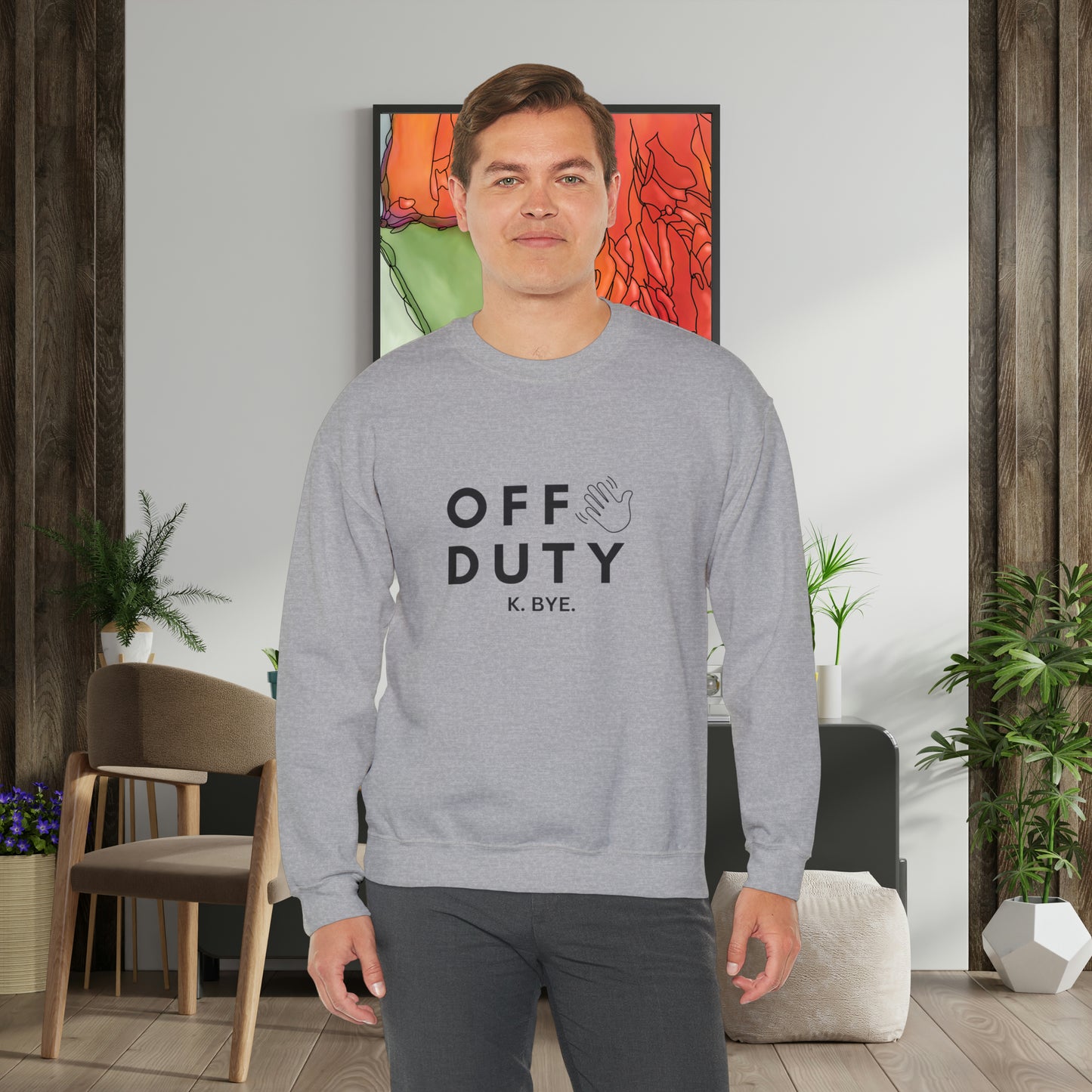 Cozy up with this simple “OFF DUTY” sweatshirt designed by Nurse Angela (my niece). Give the gift of this Unisex Heavy Blend™ Crewneck Sweatshirt or get one for yourself.
