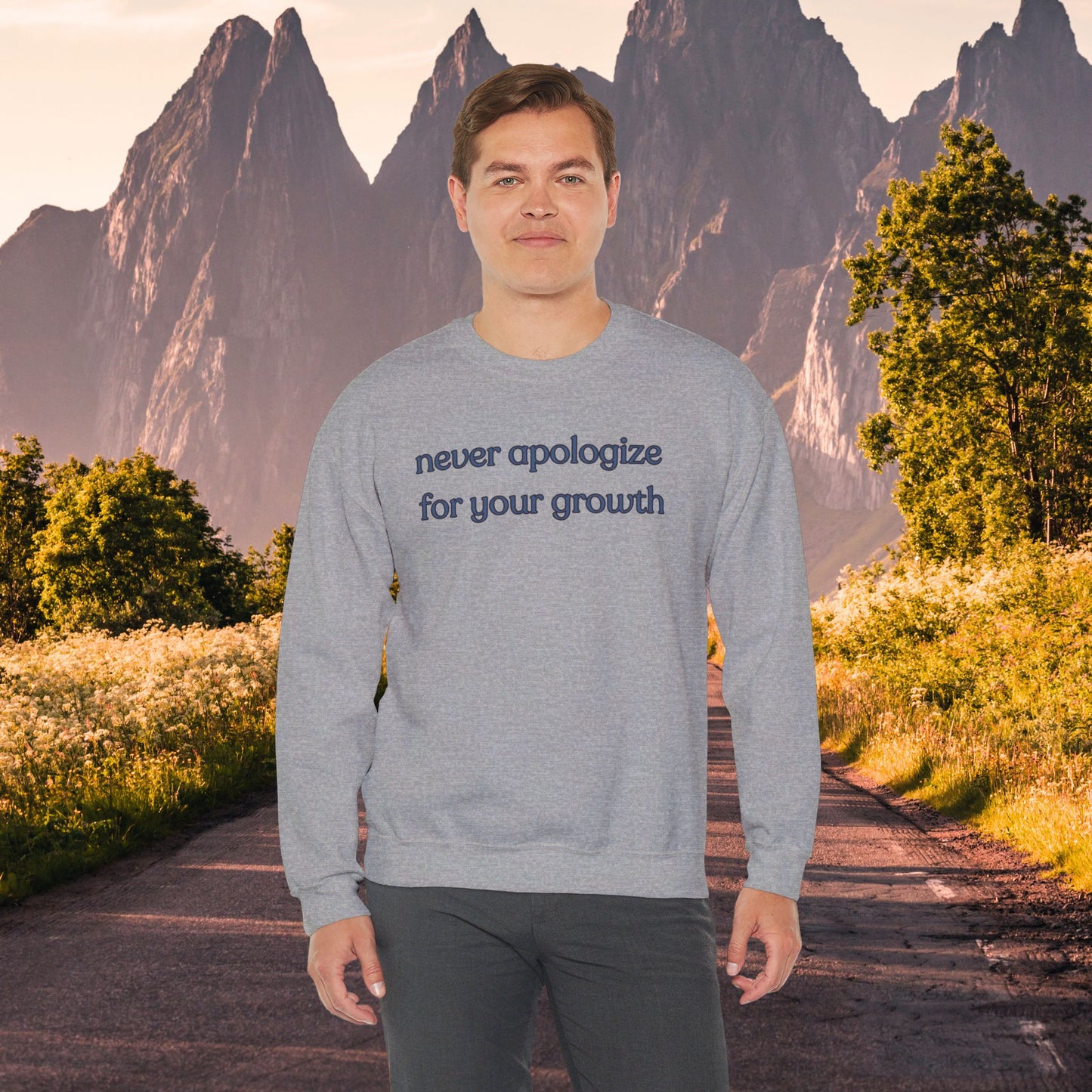 A sage message of “never apologize for your growth”. Give the gift of this Unisex Heavy Blend™ Crewneck Sweatshirt or get one for yourself.