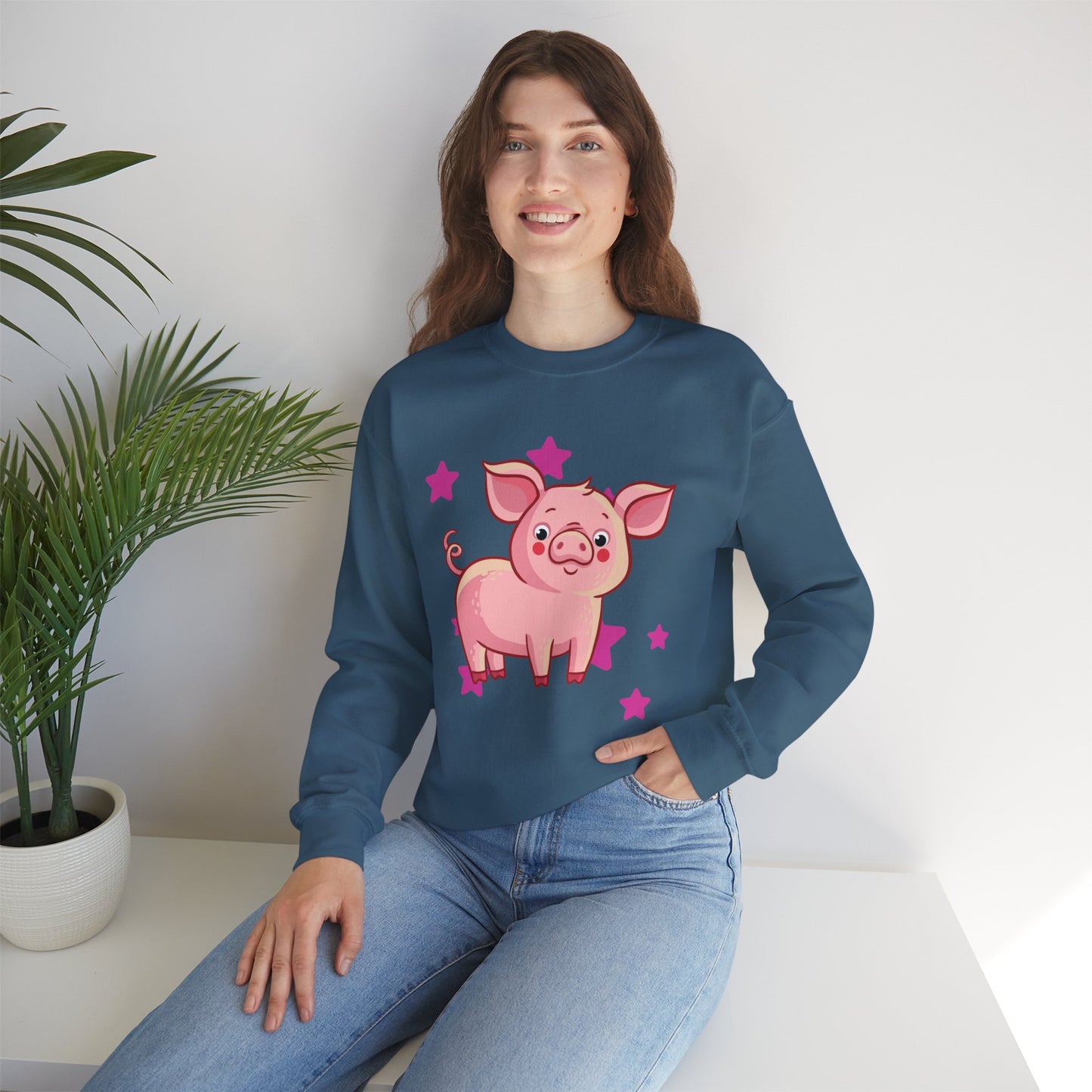 Brighten up your day with this star studded piggy design! Give the gift of this Unisex Heavy Blend™ Crewneck Sweatshirt or get one for yourself.