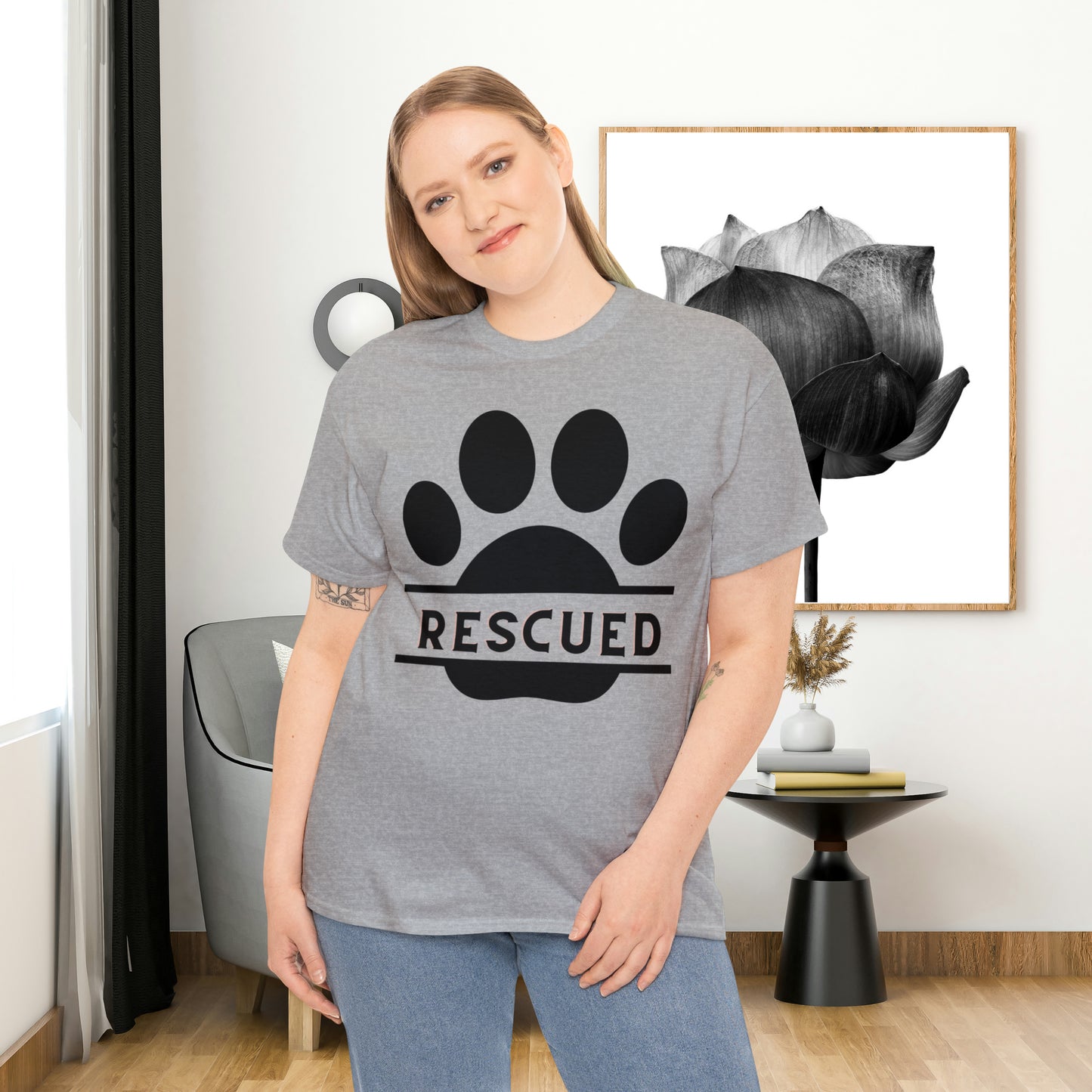 Rescue a furry friend and you will know unconditional love. This Unisex Heavy Cotton Tee is testament to what every dog or cat “rescuer” knows.