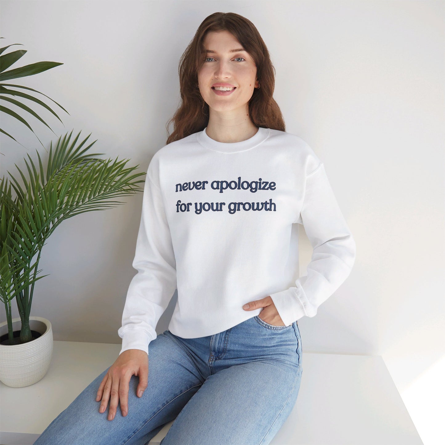 A sage message of “never apologize for your growth”. Give the gift of this Unisex Heavy Blend™ Crewneck Sweatshirt or get one for yourself.