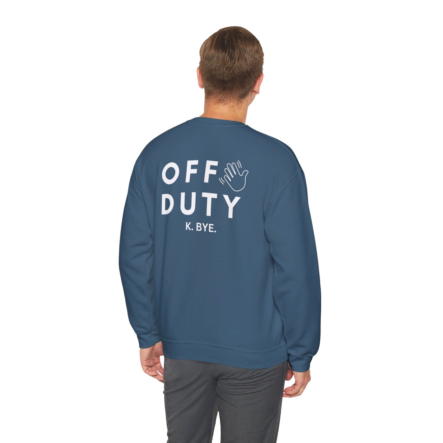 Cozy up with this simple “OFF DUTY” sweatshirt designed by Nurse Angela (my niece). Give the gift of this Unisex Heavy Blend™ Crewneck Sweatshirt or get one for yourself.