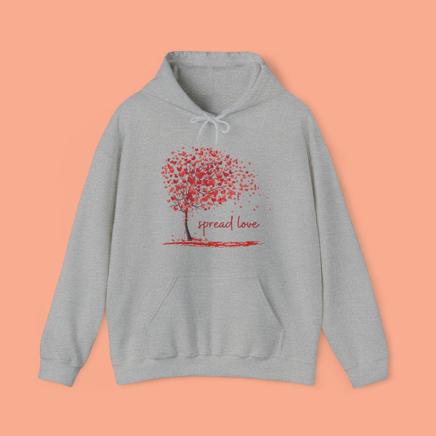 Spread love is the message on this heart filled tree designed Unisex Heavy Blend™ Hooded Sweatshirt