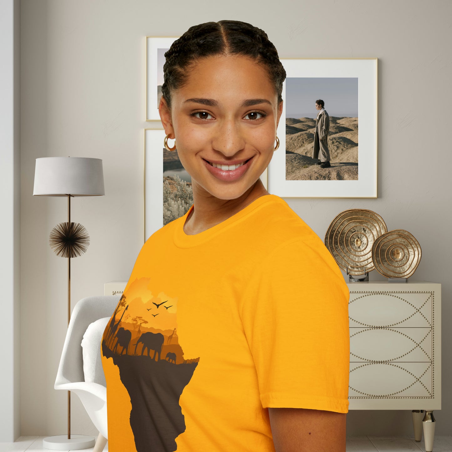 I love Africa and all its natural beauty, history and peoples inspire the design on this Unisex Softstyle T-Shirt. Giraffe, elephants, love all of them!