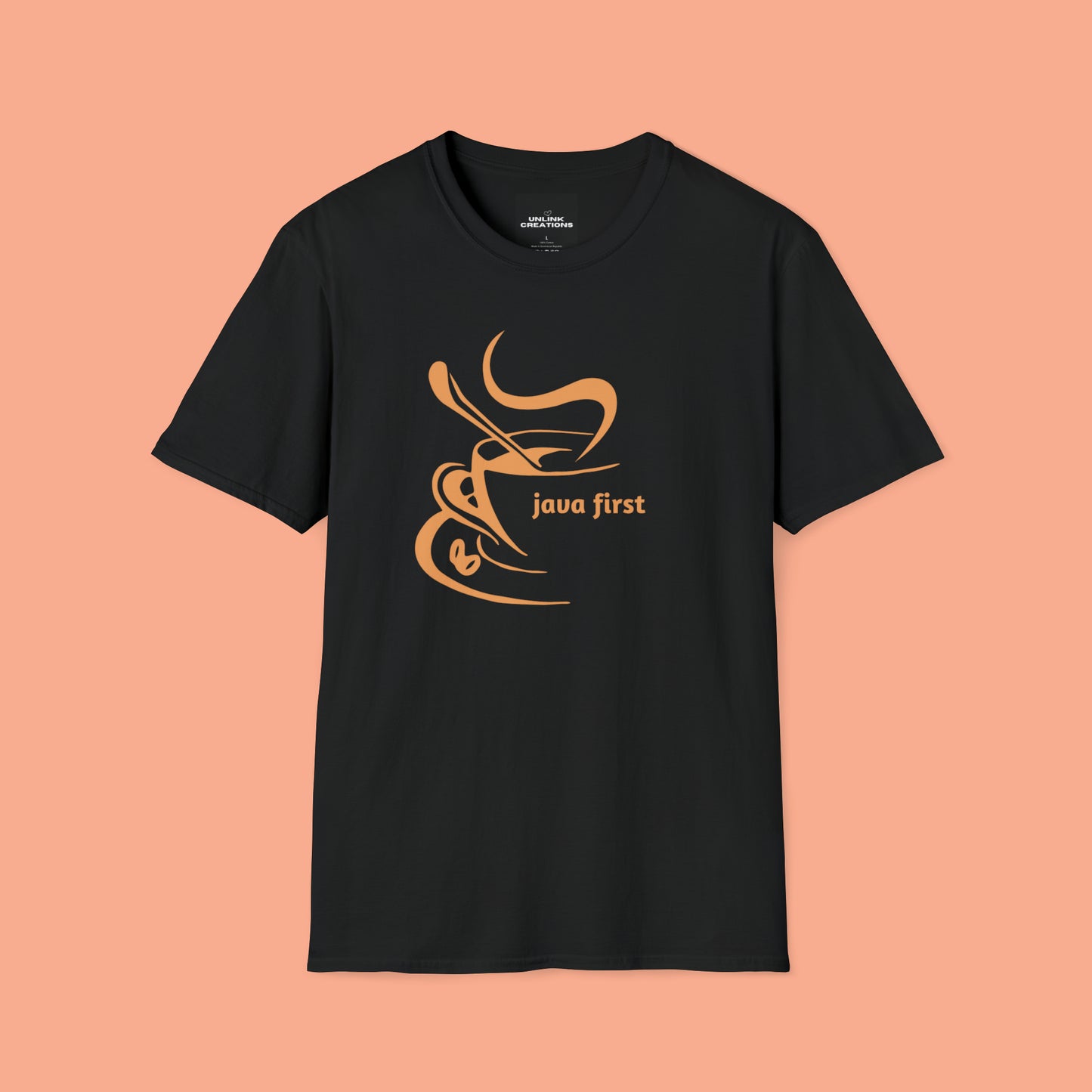 A simple and elegant design for that “java first” on this Unisex Softstyle T-Shirt design.