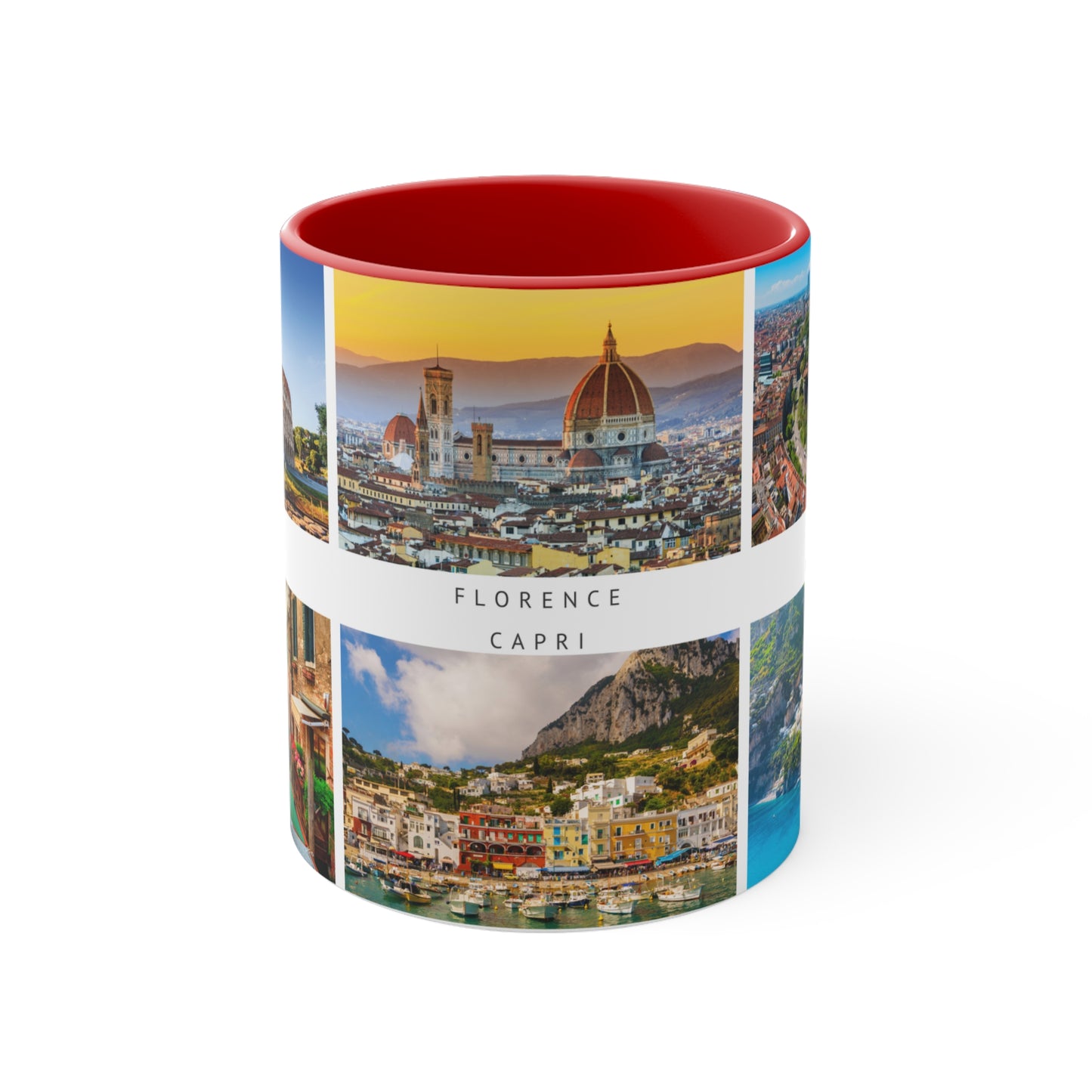 Italy! This Travel Accent Coffee Mug is a part of a Travel Series for you to choose from. 11oz. Great as a gift or get one to enjoy yourself.