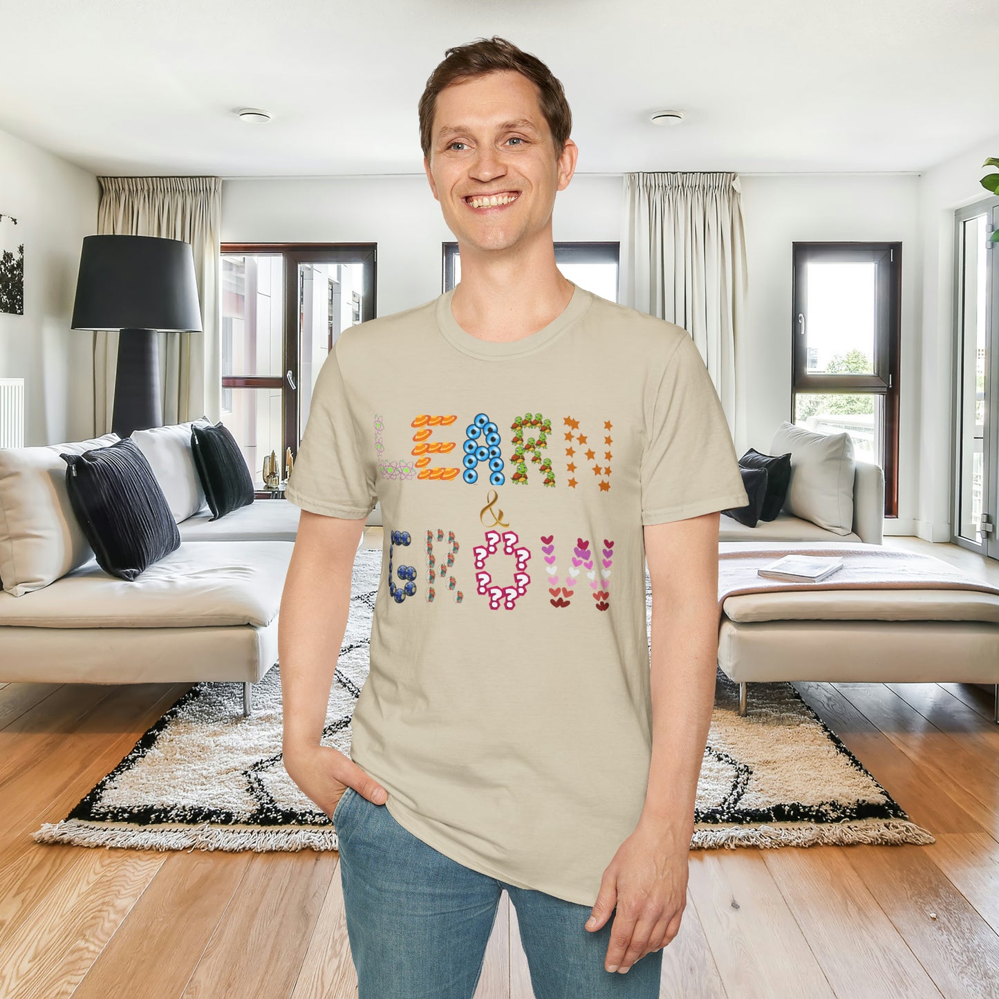 Learn & Grow is the message of this uniquely designed Unisex Softstyle T-Shirt for you.