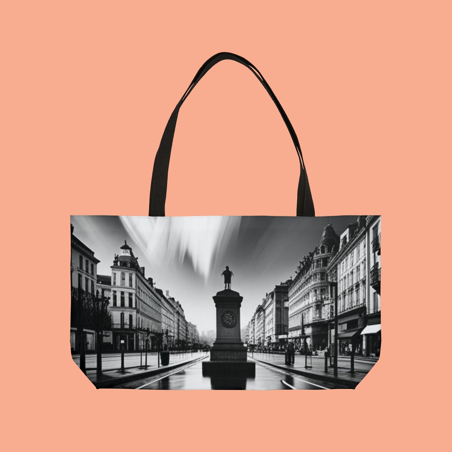 Minimalist depiction of a French city inspired design on this beautiful Weekender Tote Bag.