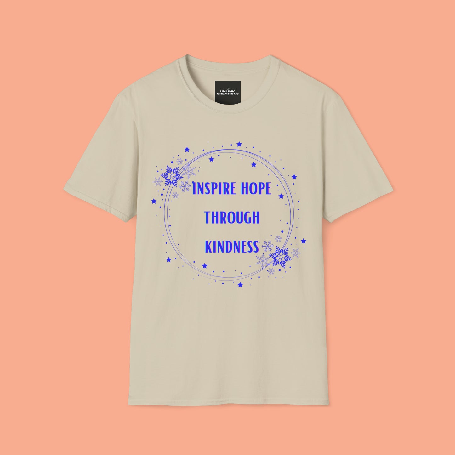 A message of “inspire hope through kindness” on this Unisex Softstyle T-Shirt.