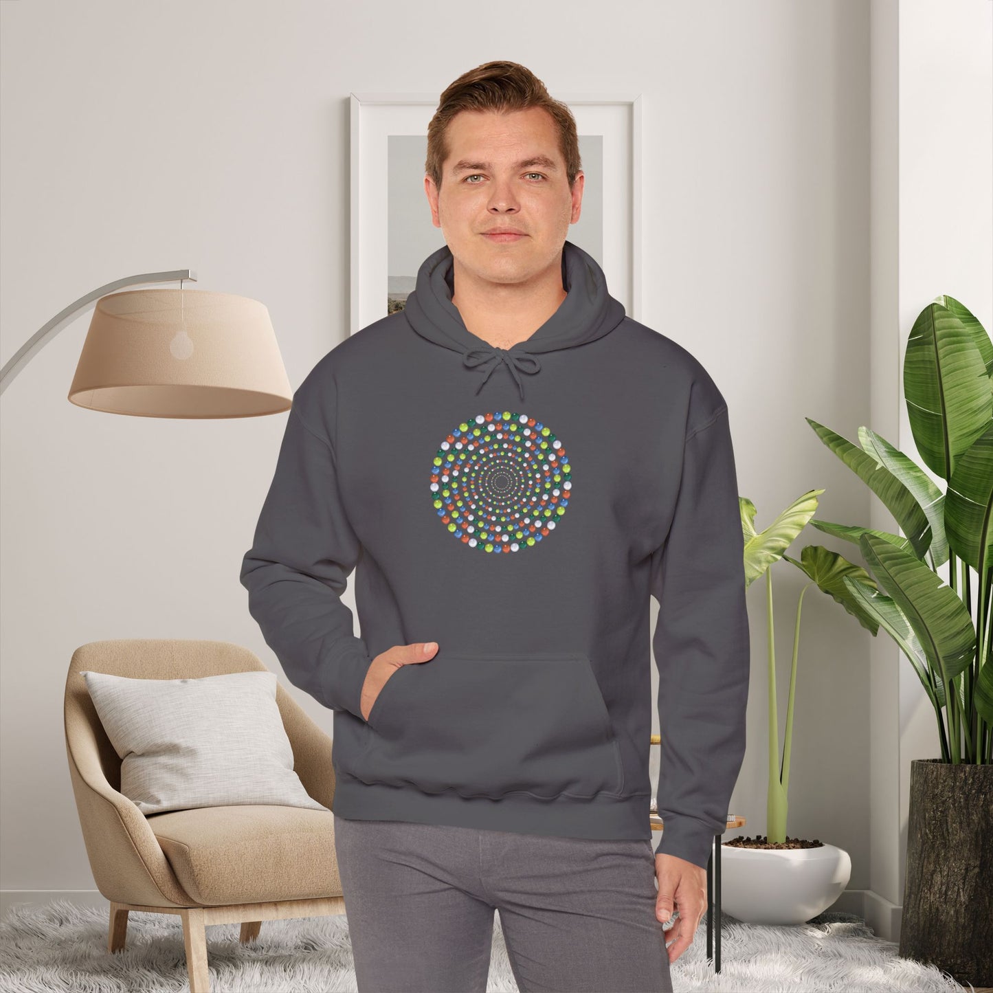 Hooded Sweatshirt - Colorful Marbles Design