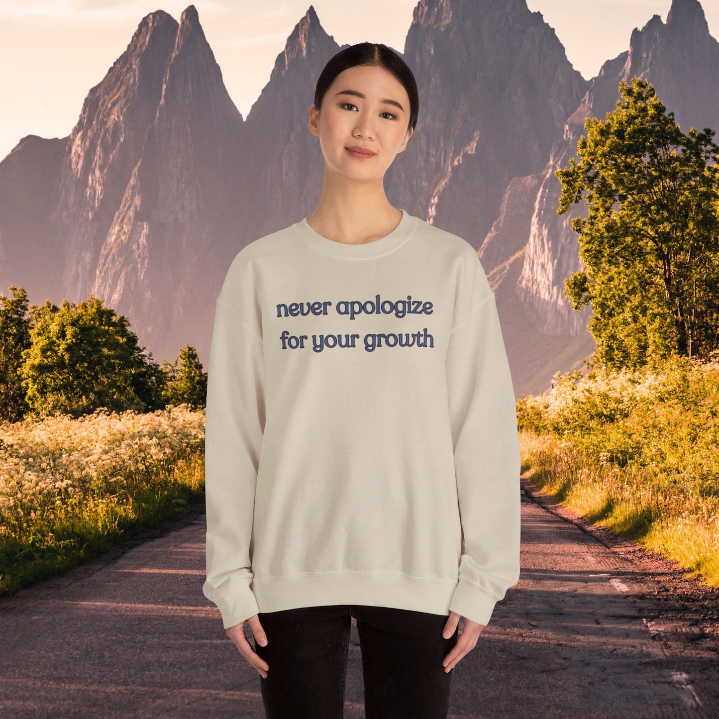 A sage message of “never apologize for your growth”. Give the gift of this Unisex Heavy Blend™ Crewneck Sweatshirt or get one for yourself.